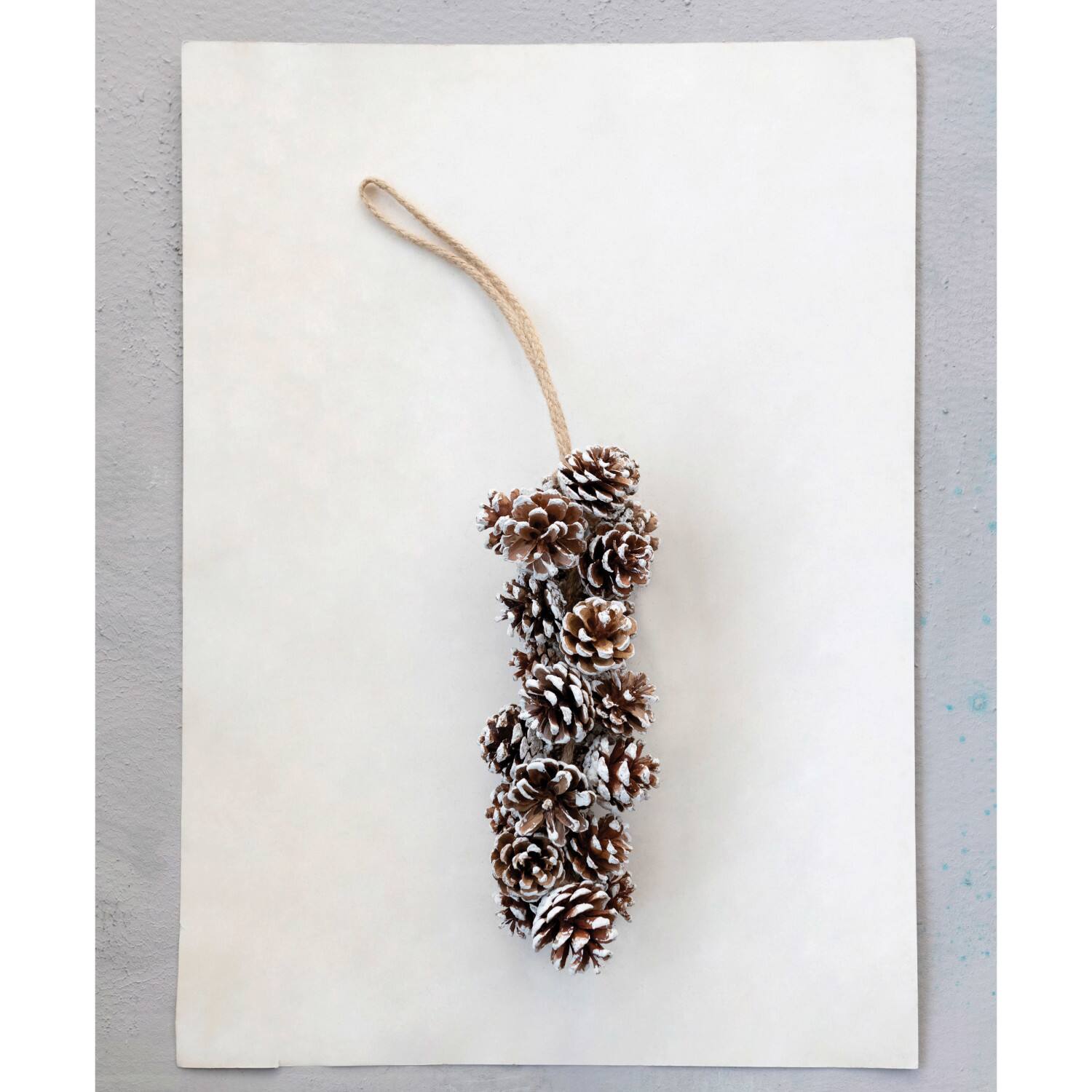 Hello Honey® Snow Finish Natural Pinecone Cluster with Jute Hanger