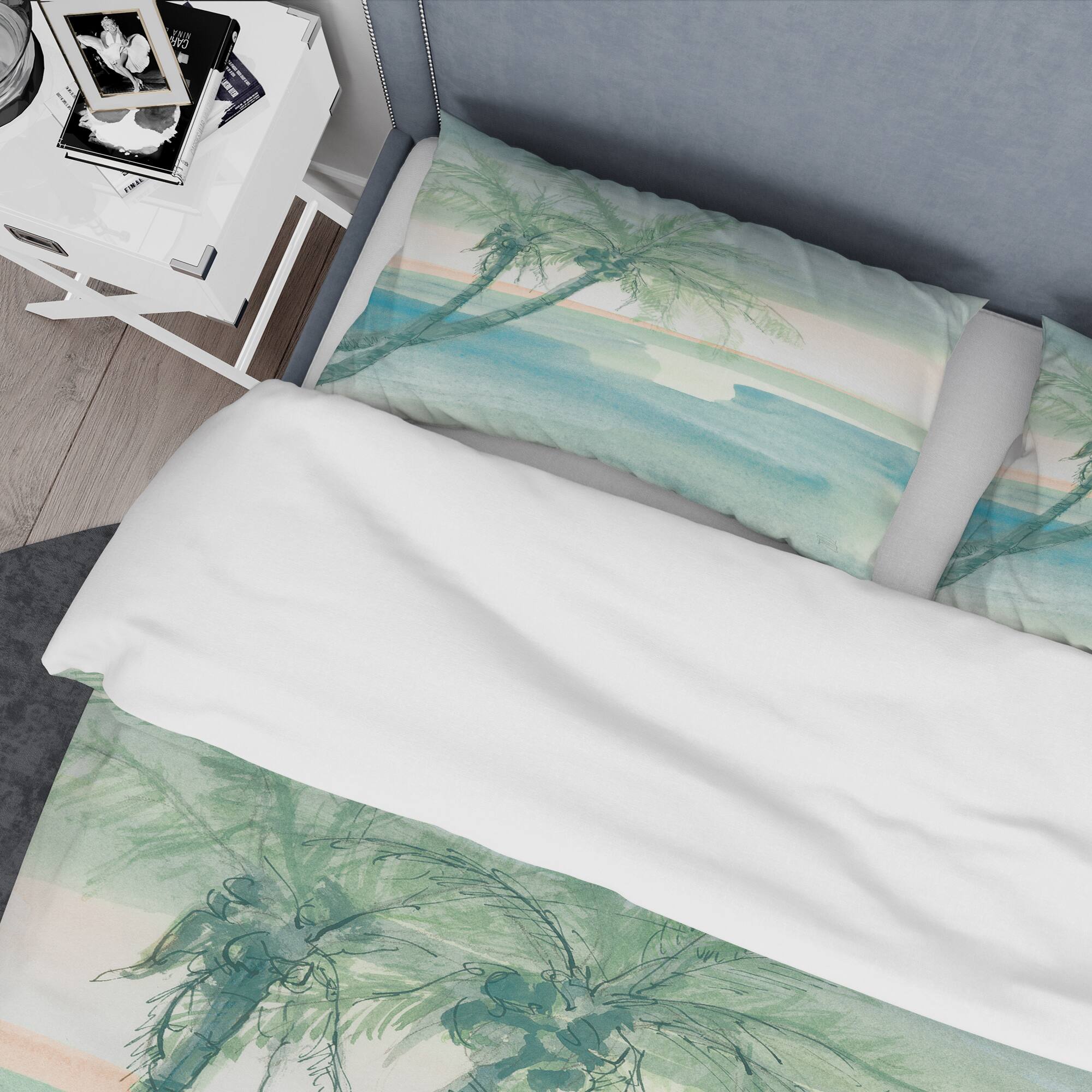 Designart &#x27;Peaceful Dusk I Tropical&#x27; Coastal Bedding Set - Duvet Cover &#x26; Shams