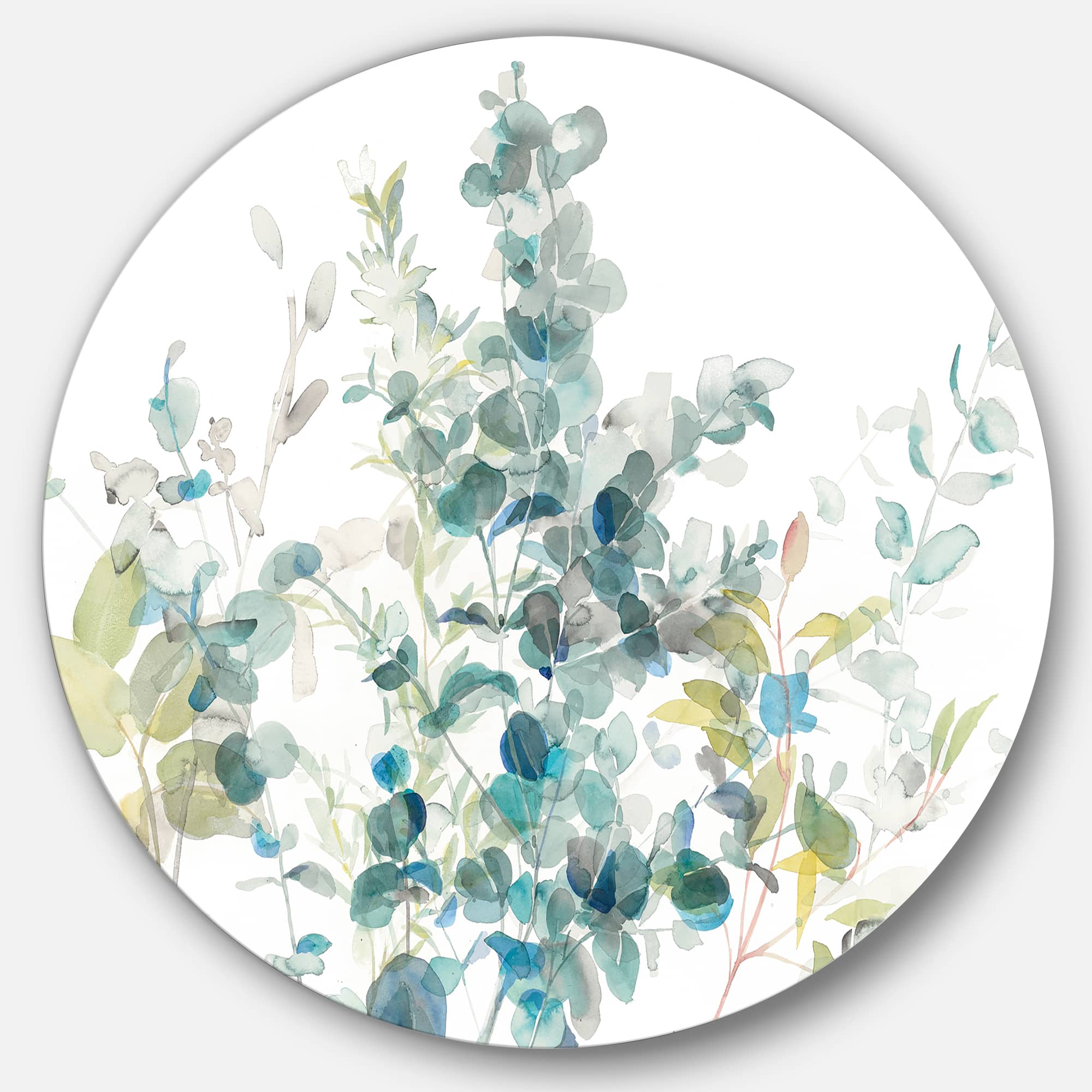 Designart - Eucalyptus Natural Element - Farmhouse Metal Circle Wall Art