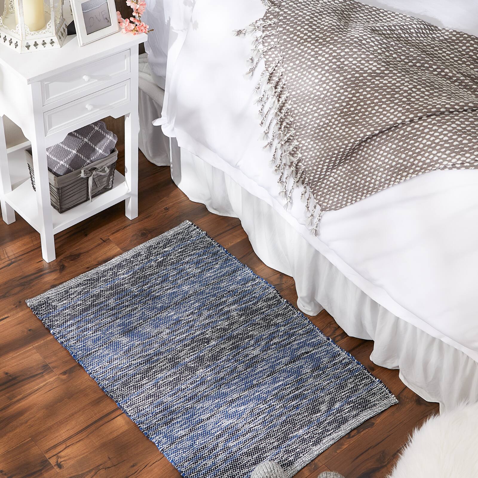 DII® Variegated Stripe Handwoven Recycled Yarn Rug