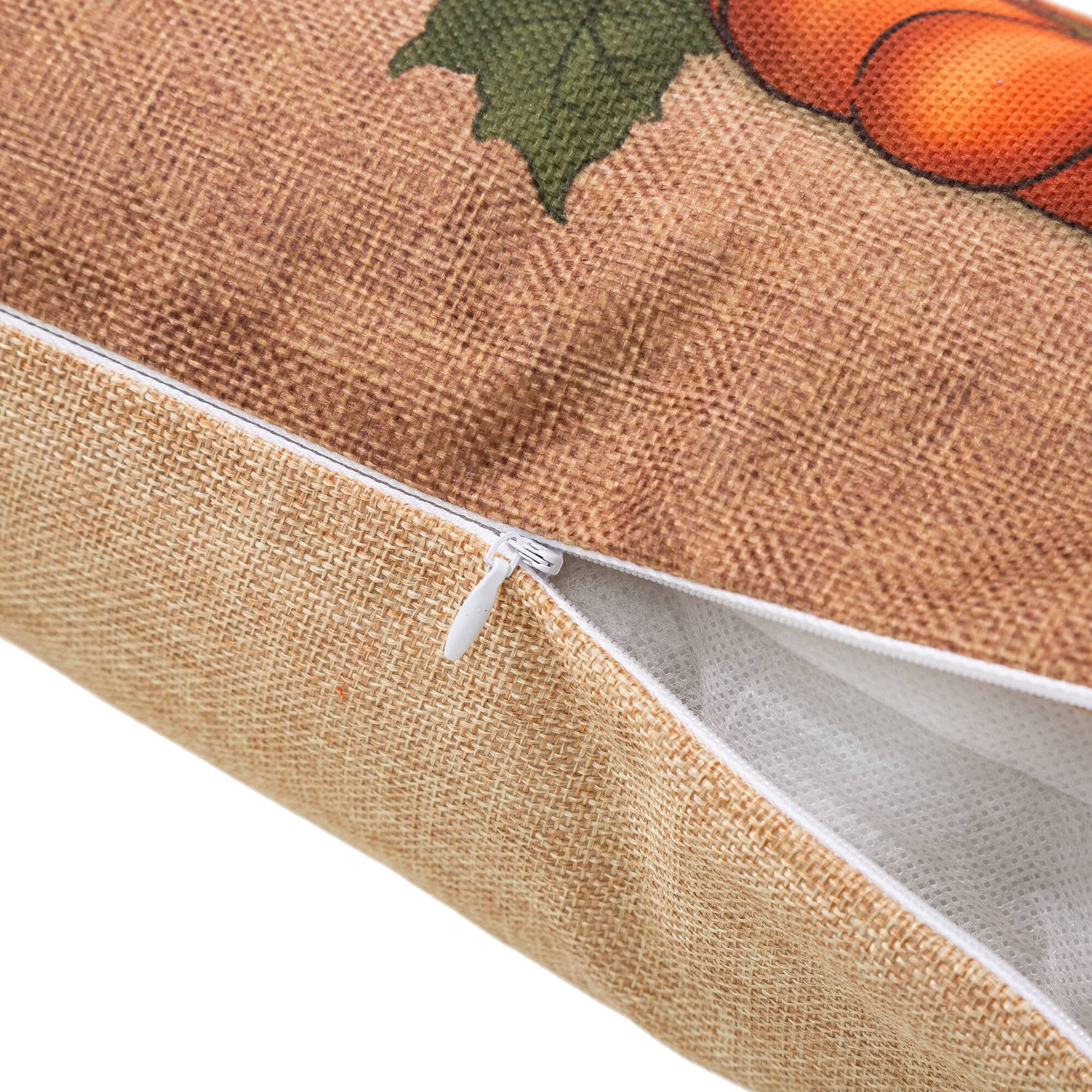 Glitzhome&#xAE; Faux Burlap Fall Pumpkin Pillow