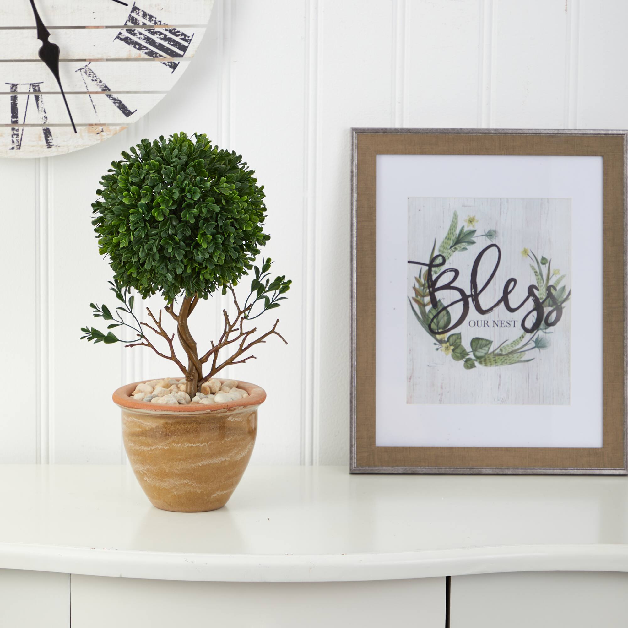16&#x22; Boxwood Topiary Tree in Ceramic Planter