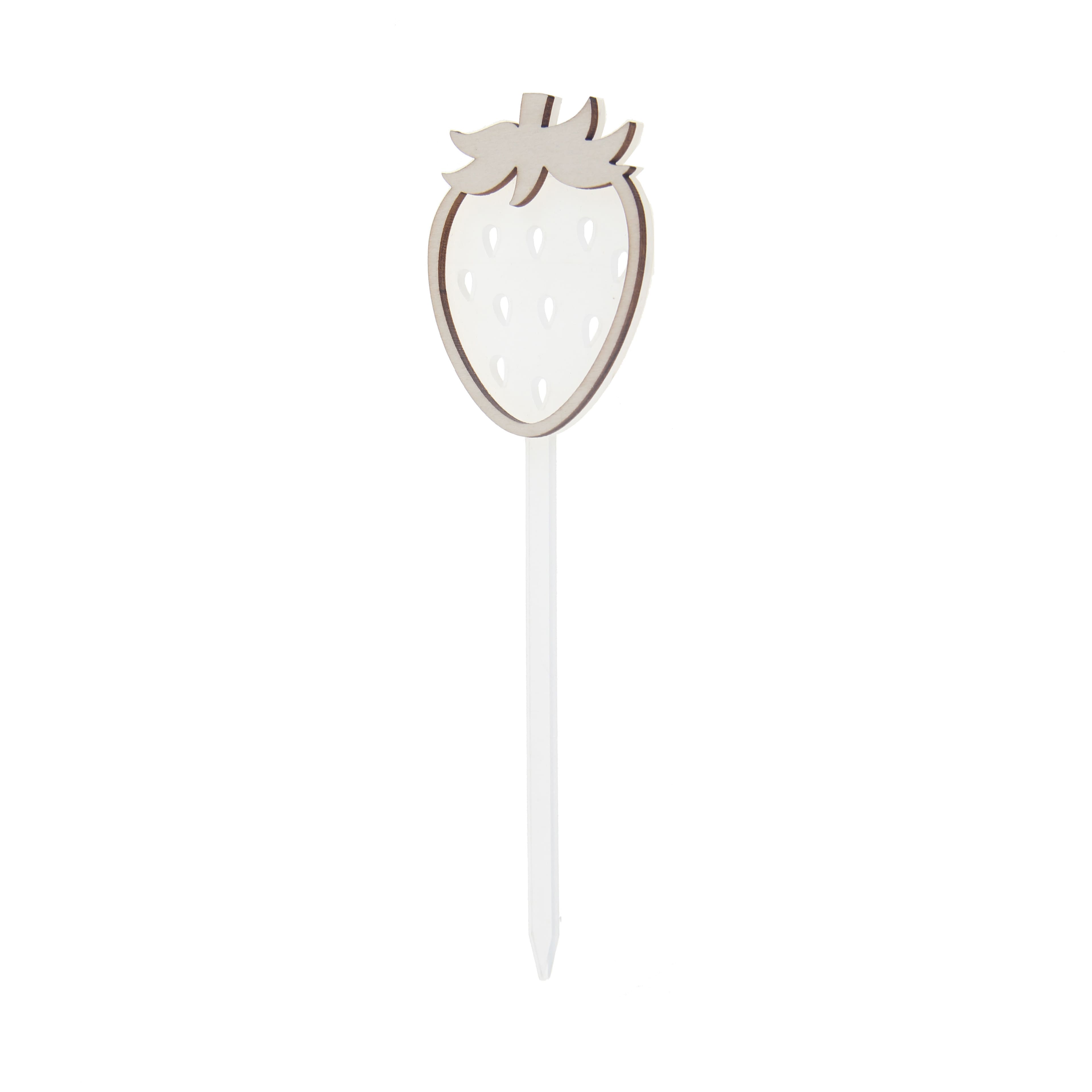 7.5&#x22; Unfinished Plywood &#x26; Acrylic Strawberry Plant Pick by Make Market&#xAE;