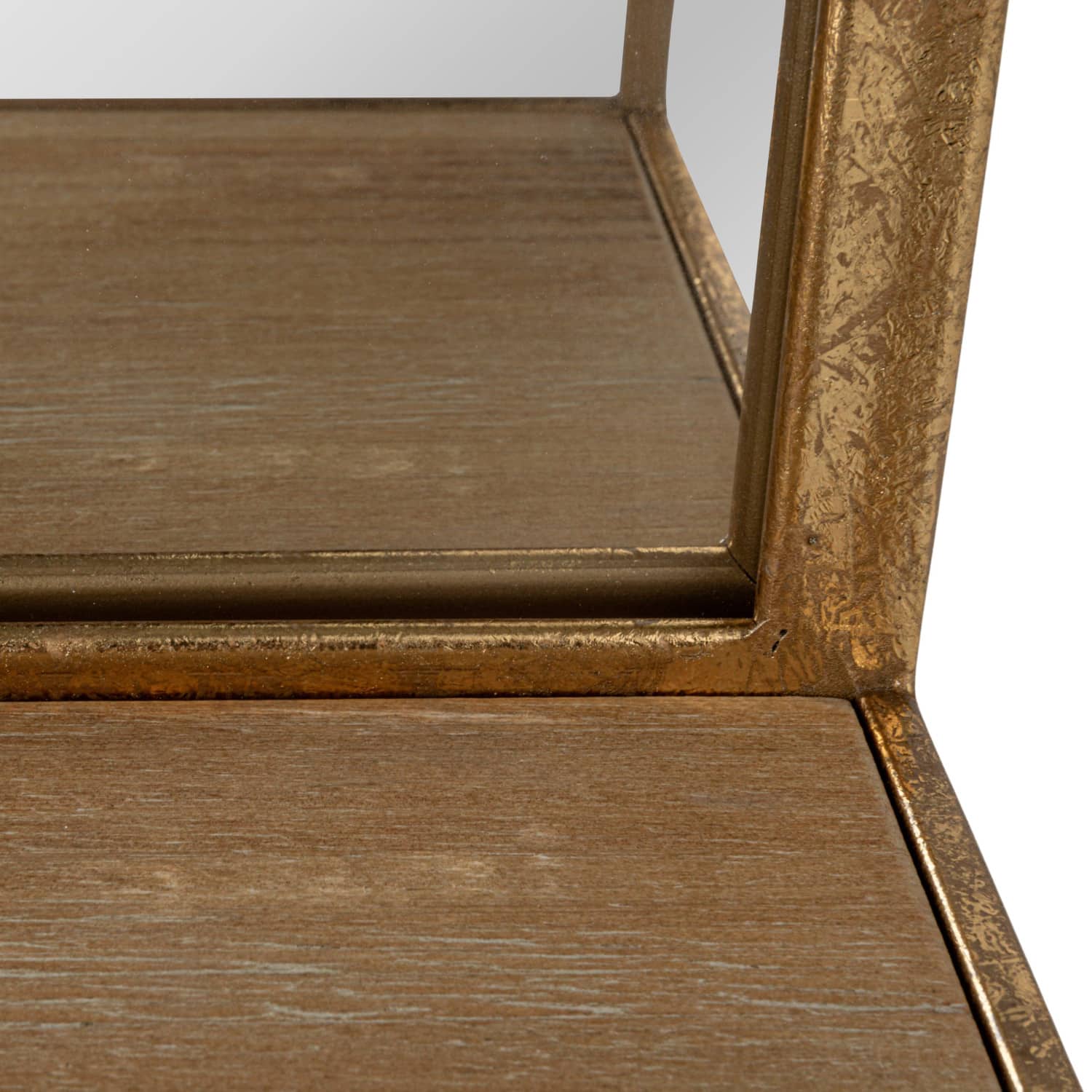 Hello Honey&#xAE; 20&#x22; Gold Metal Wall Mirror with Reclaimed Wood Base