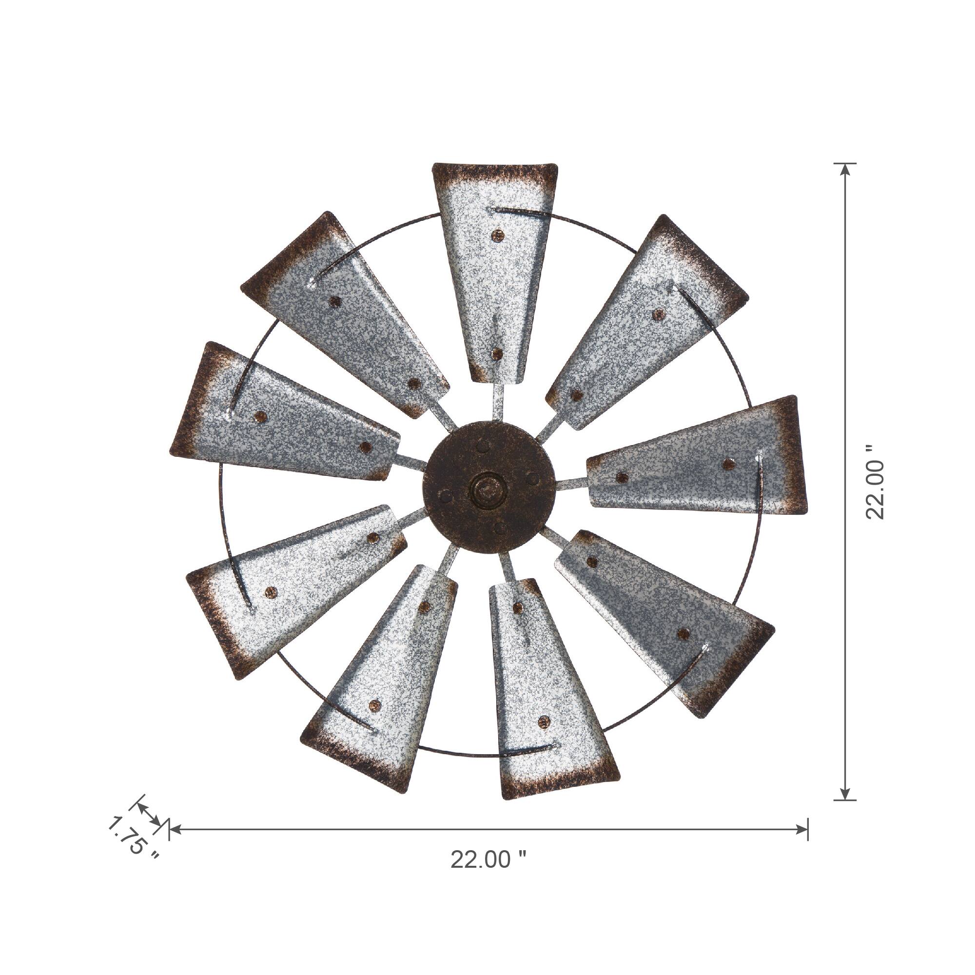 Glitzhome® 22" Farmhouse Metal Galvanized Wind Spinner Wall Décor