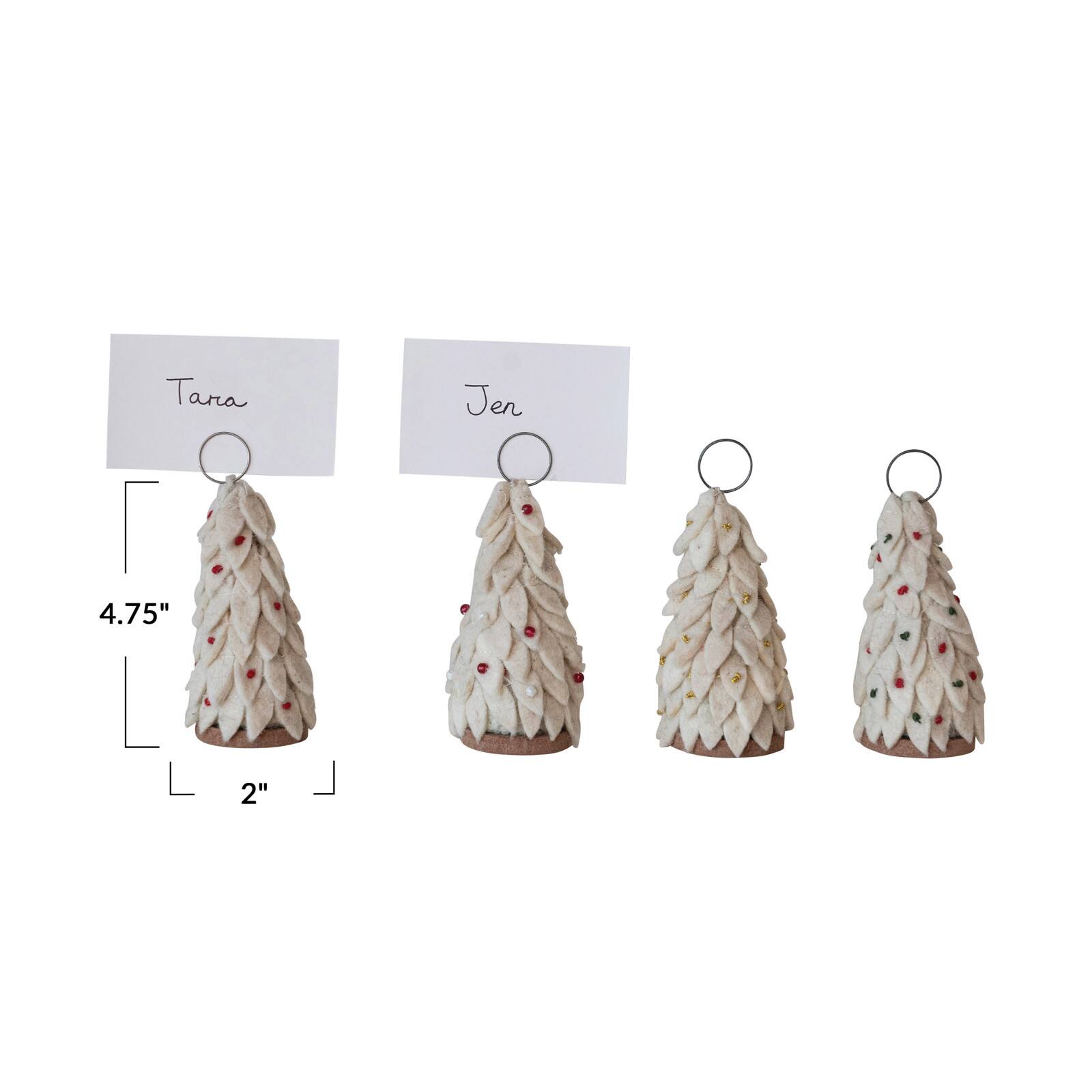 Hello Honey&#xAE; Felt Wool Christmas Tree Place Card &#x26; Photo Holder Set