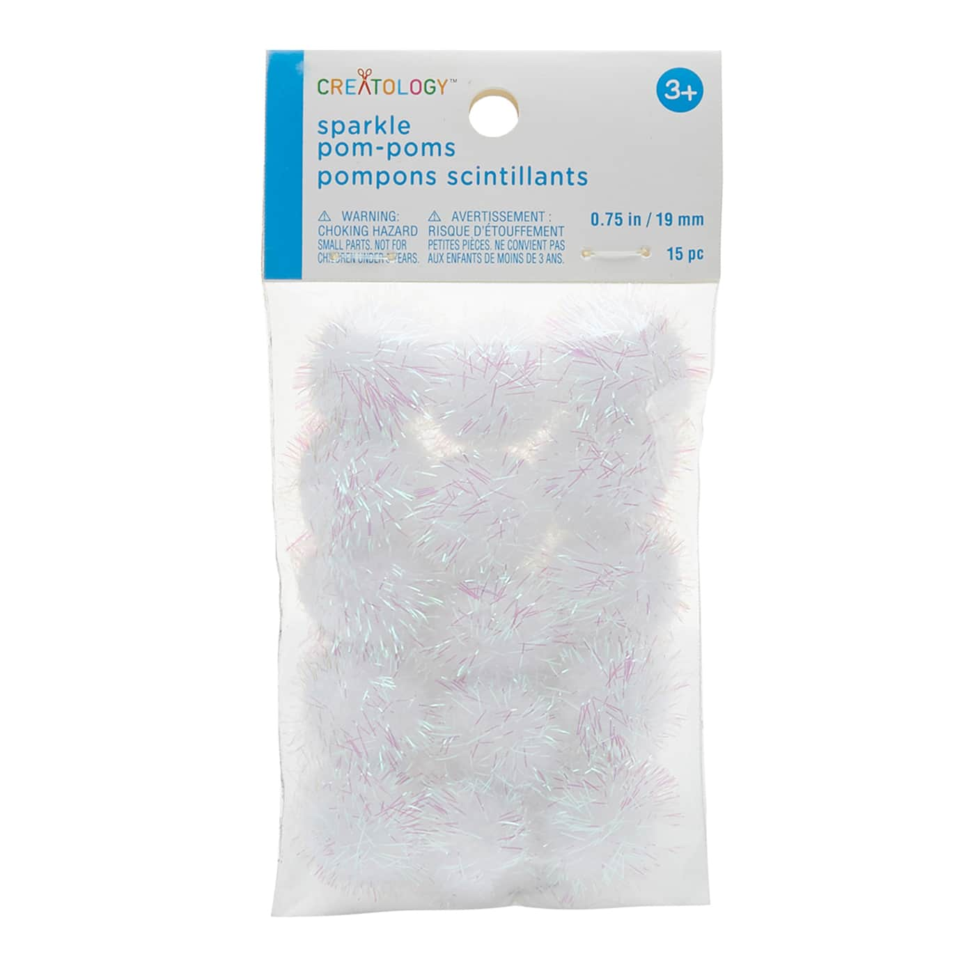 24 Packs: 15 ct. (360 total) 3/4&#x22; Sparkle Pom Poms by Creatology&#x2122;