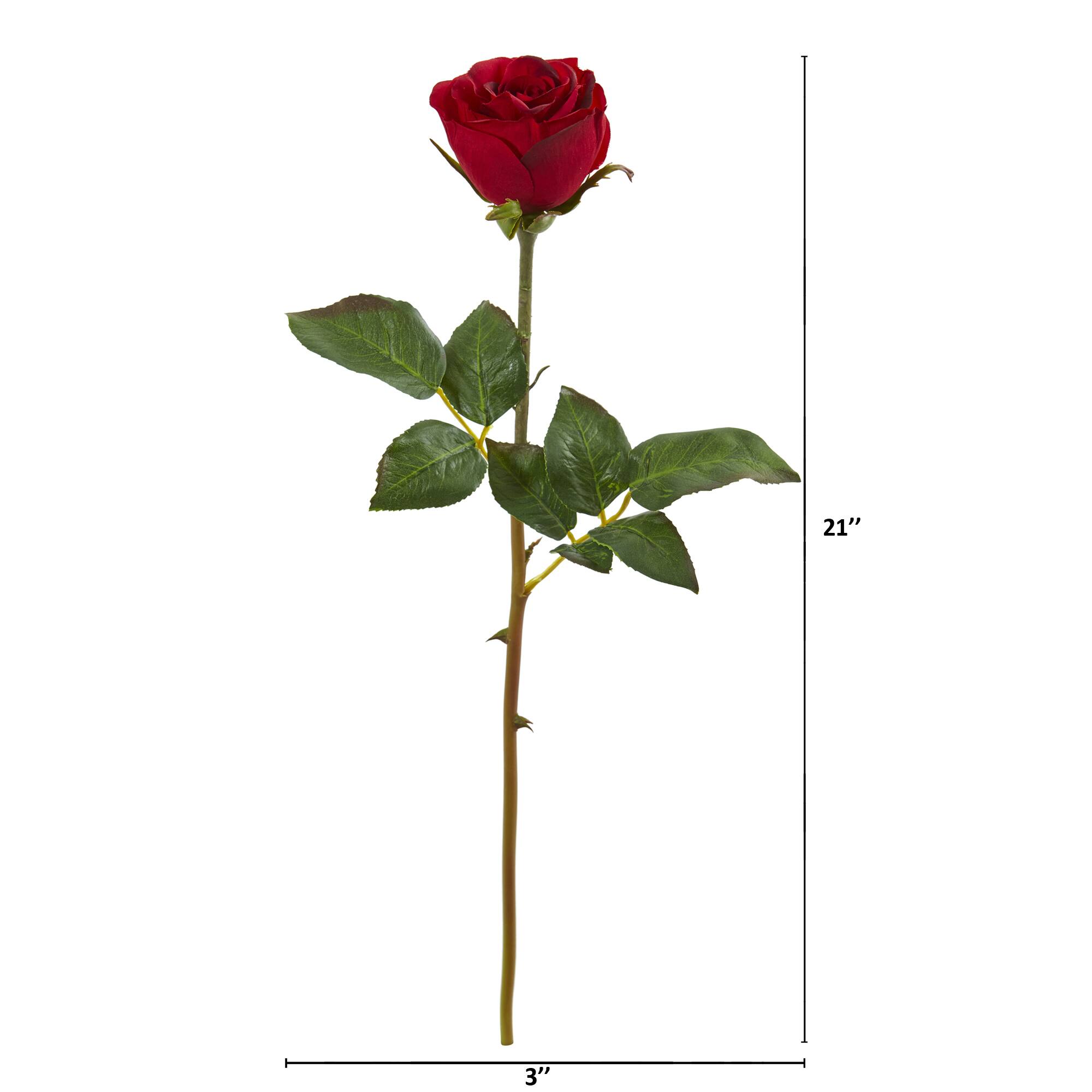 Christmas Red Rose Bud Flower Stems, 6ct.