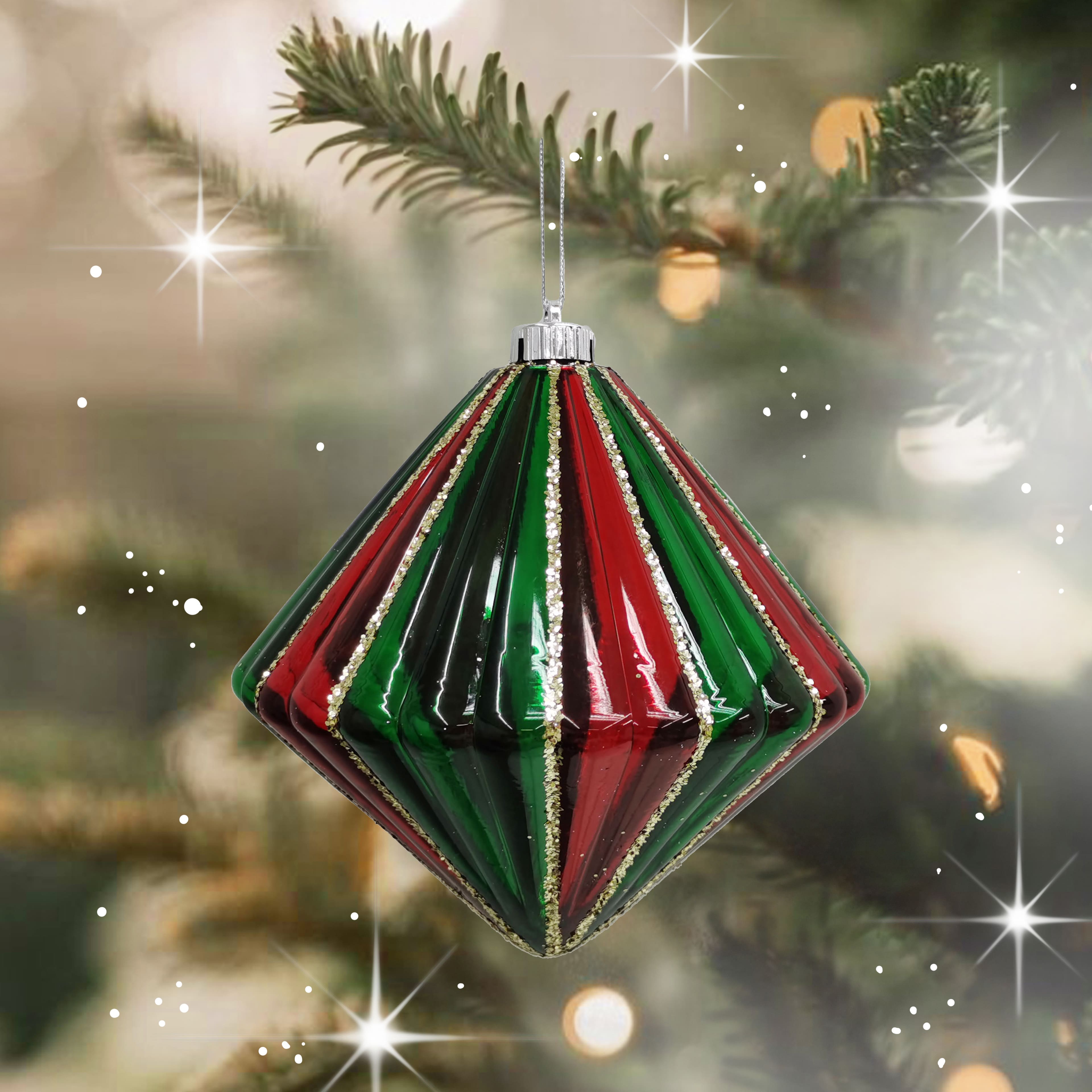 7.75" Jumbo Red, Green & Gold Shatterproof Diamond Ornament by Ashland®