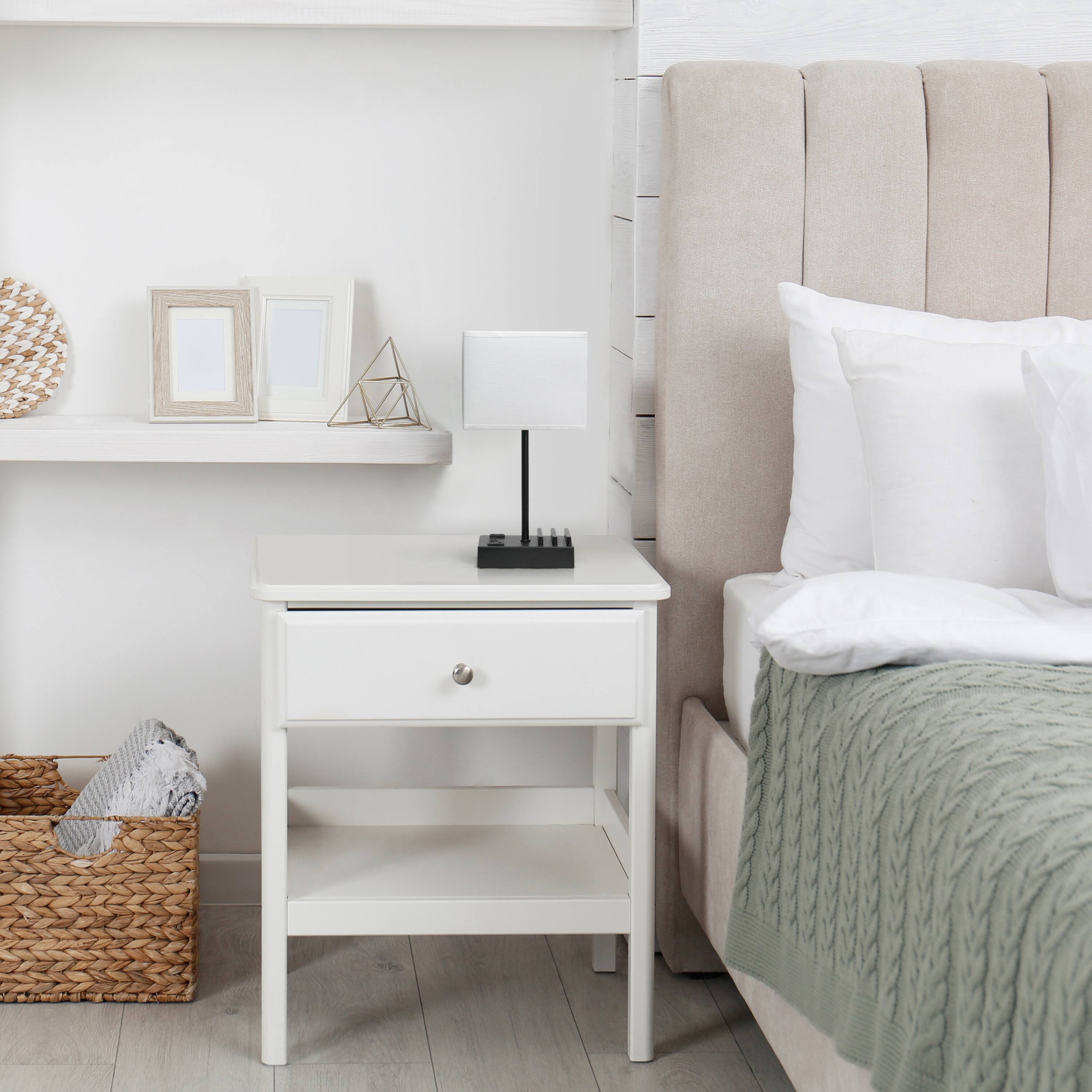 Simple Designs 15.3&#x22; Table Lamp with 2 USB Ports &#x26; Charging Outlet