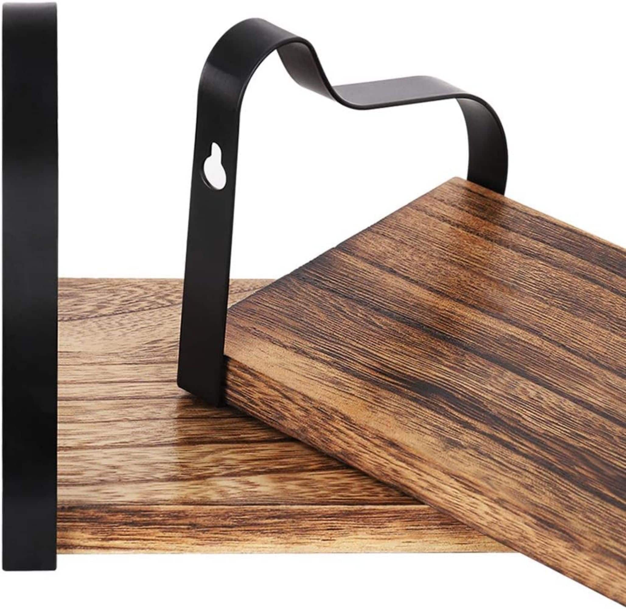 NEX™ Brown Floating Wall Shelves Set with Metal Rack Brackets