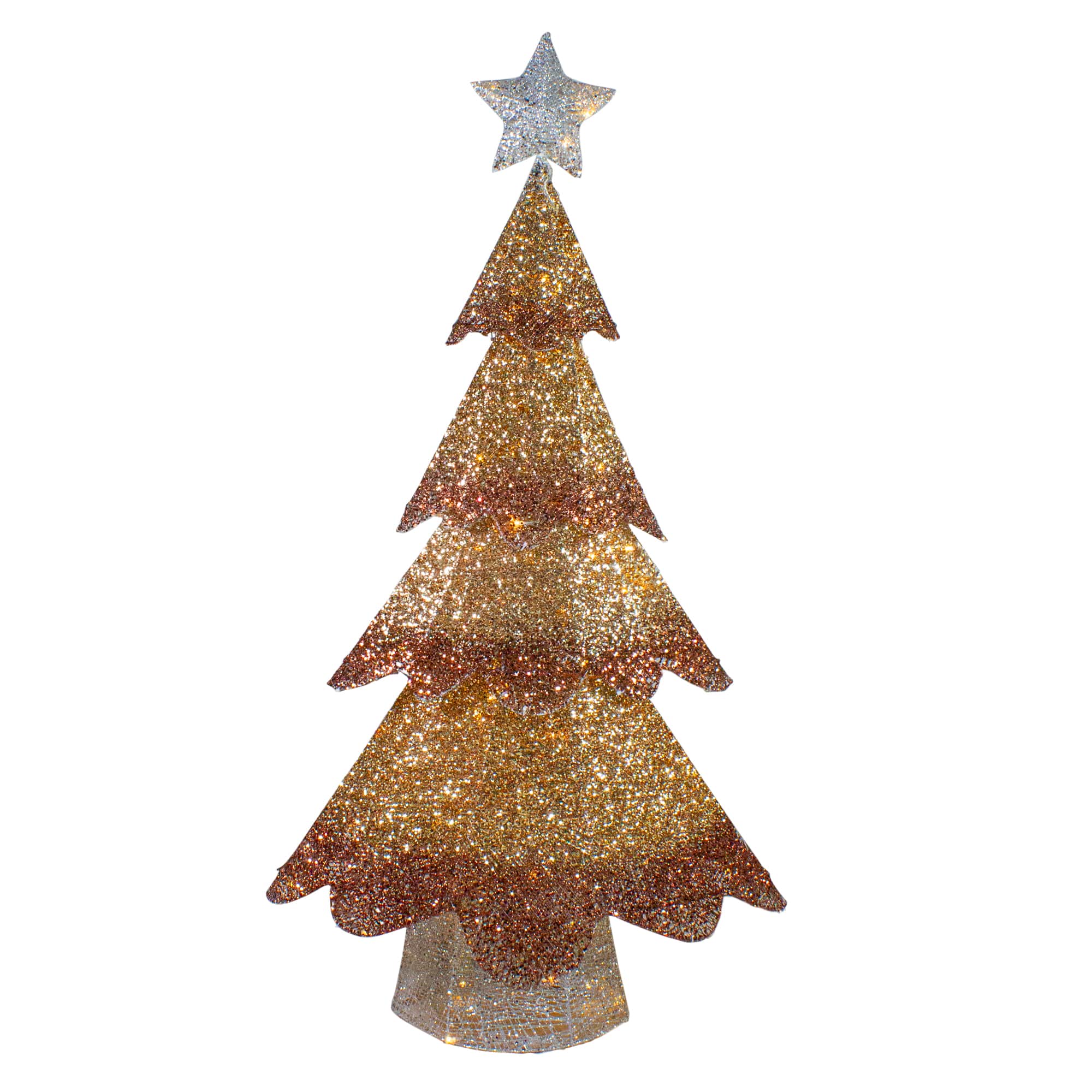 46" LED Lighted Bronze Gold Finish Mesh Christmas Tree Outdoor Decoration
