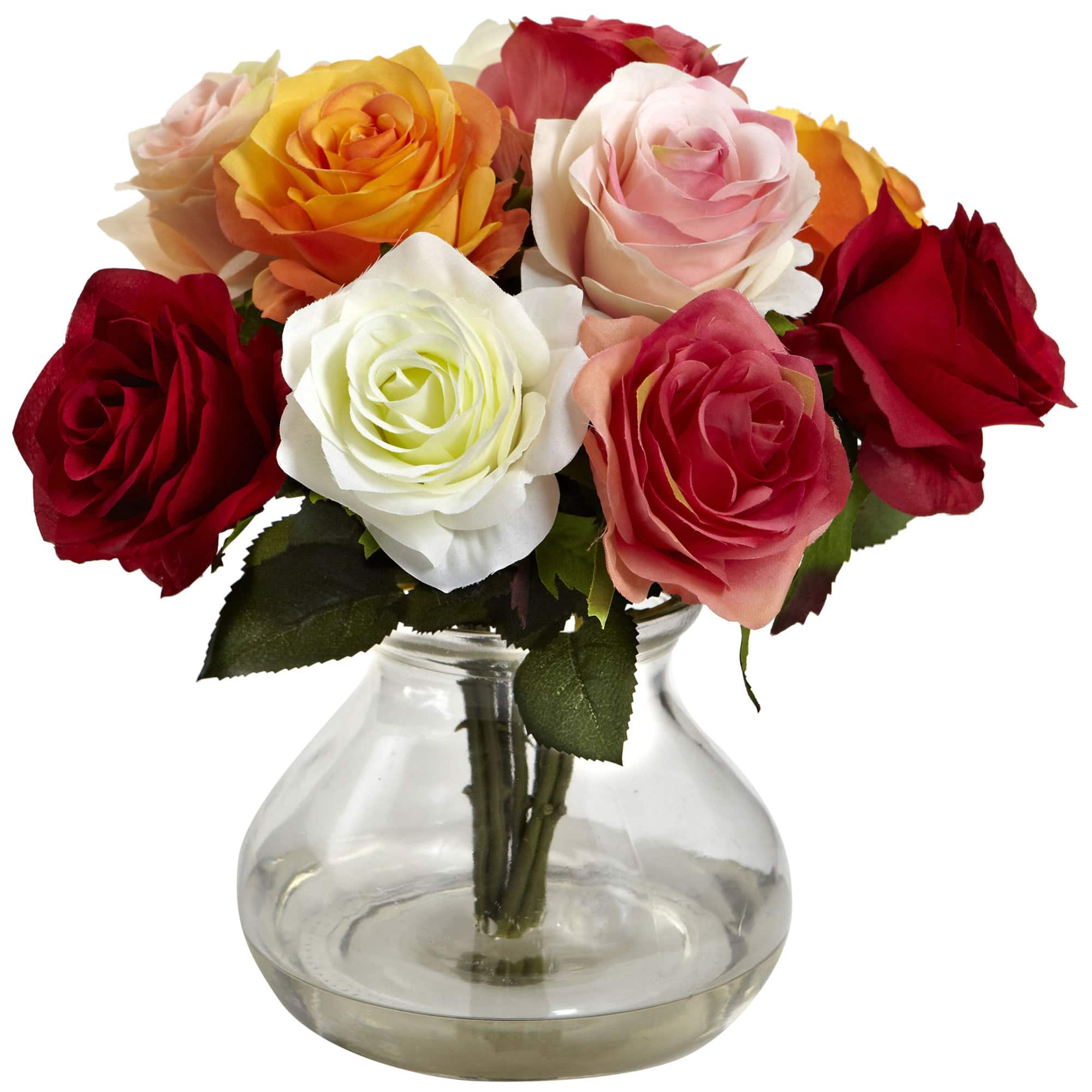 11 Multicolor Rose Arrangement In Vase Michaels