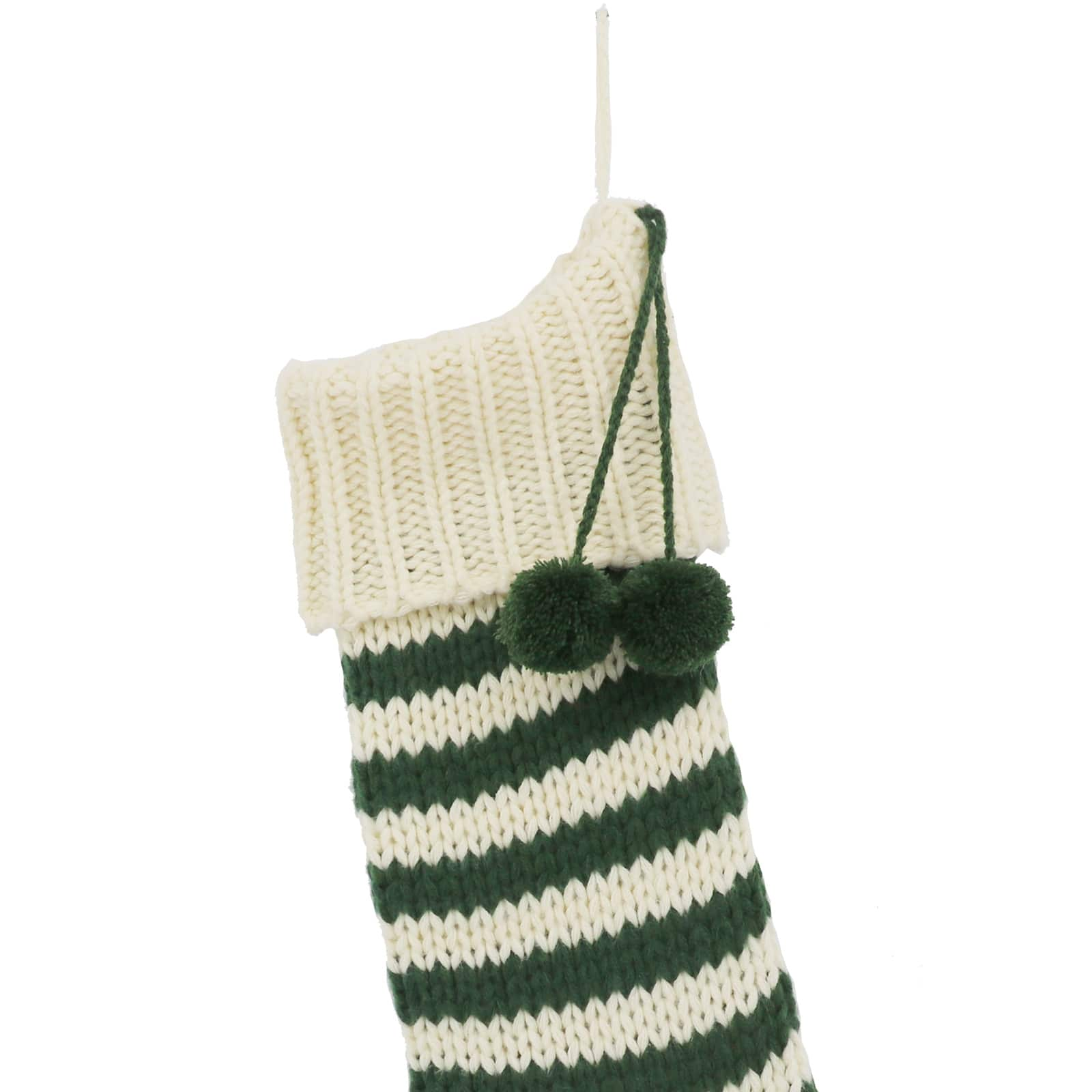 Assorted 22&#x22; Striped Knit Stocking with Pom Pom Tassels, 1pc. by Ashland&#xAE;