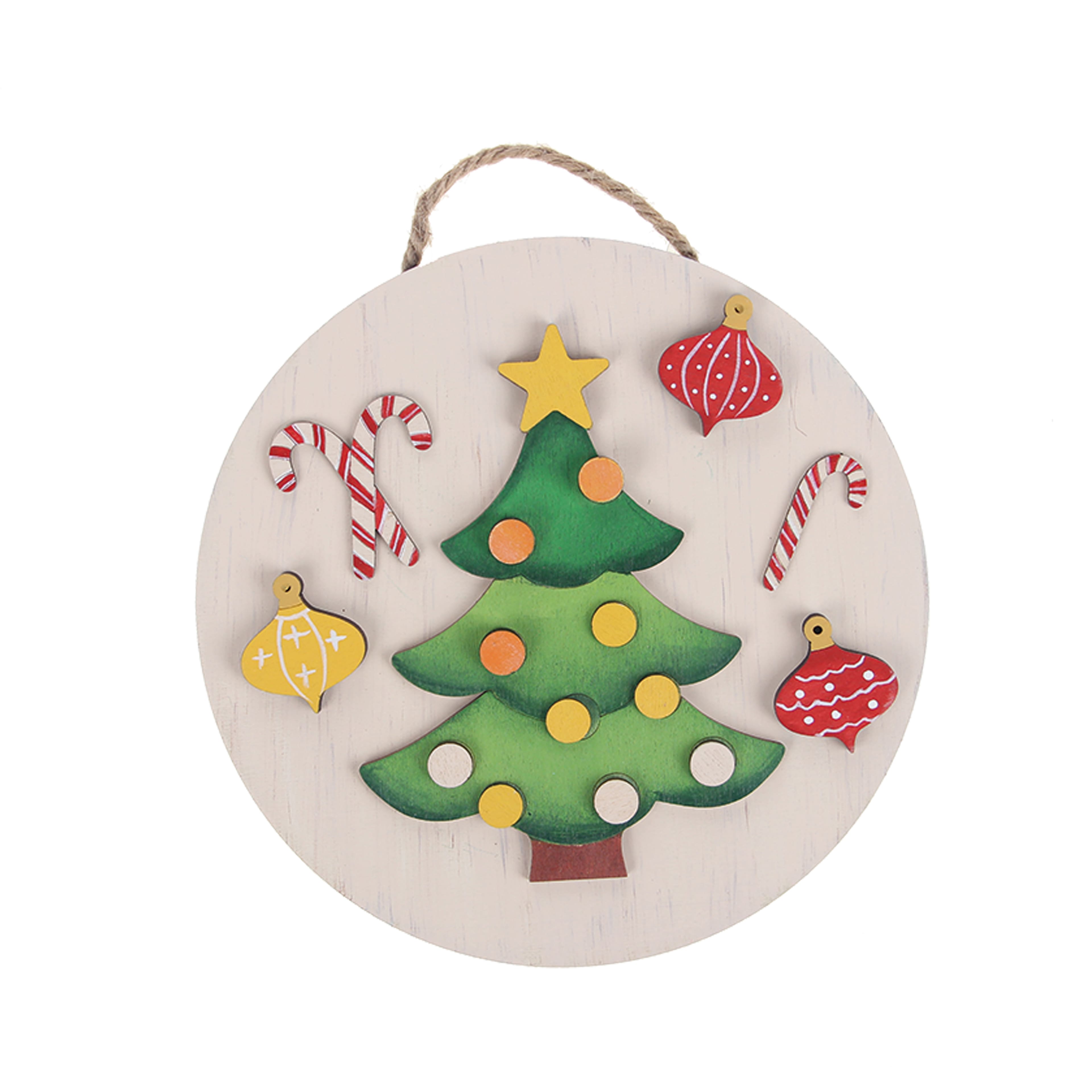 Candy &#x26; Christmas Tree Plaque DIY Wood D&#xE9;cor Kit by Make Market&#xAE;