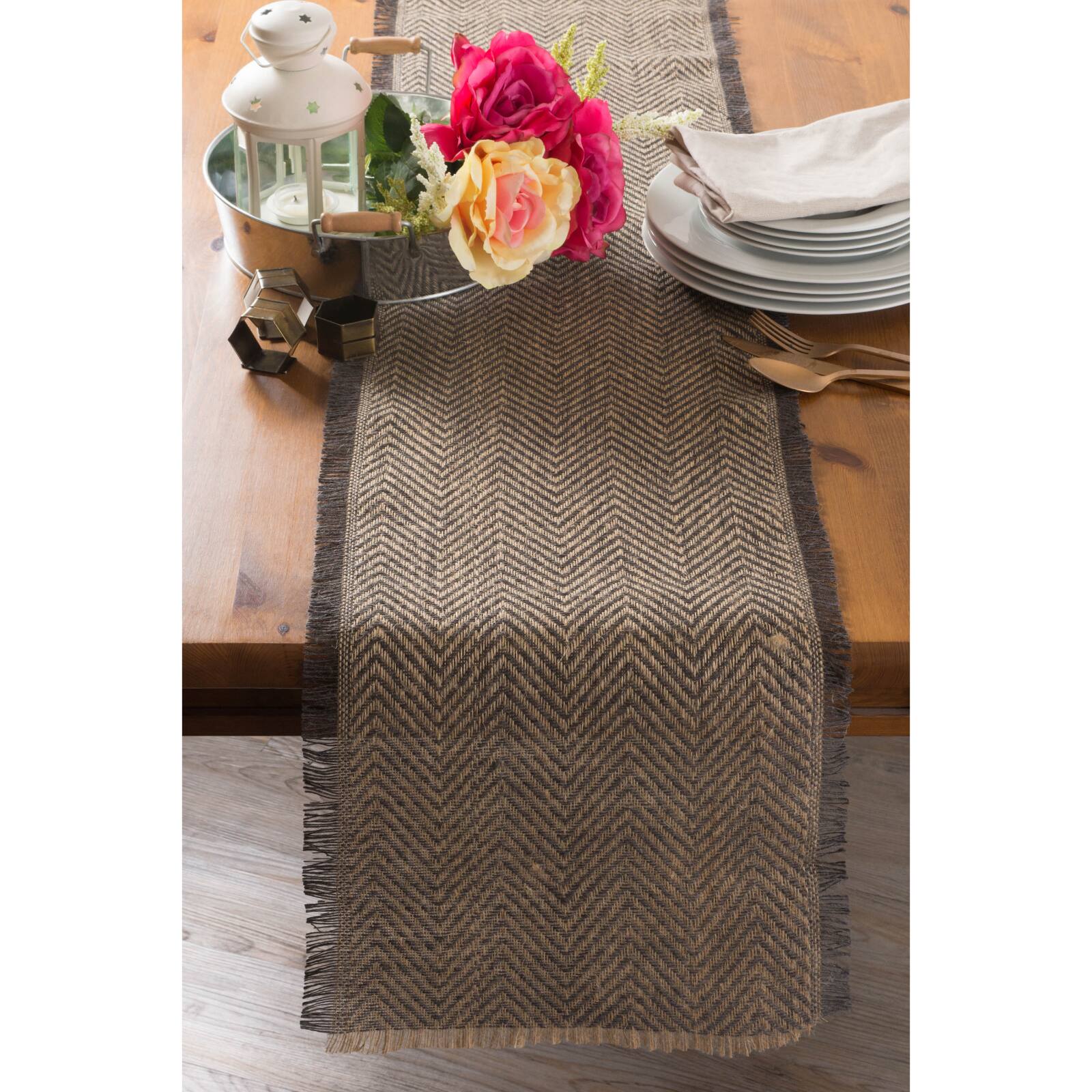 DII® 72" Mineral Chevron Burlap Table Runner