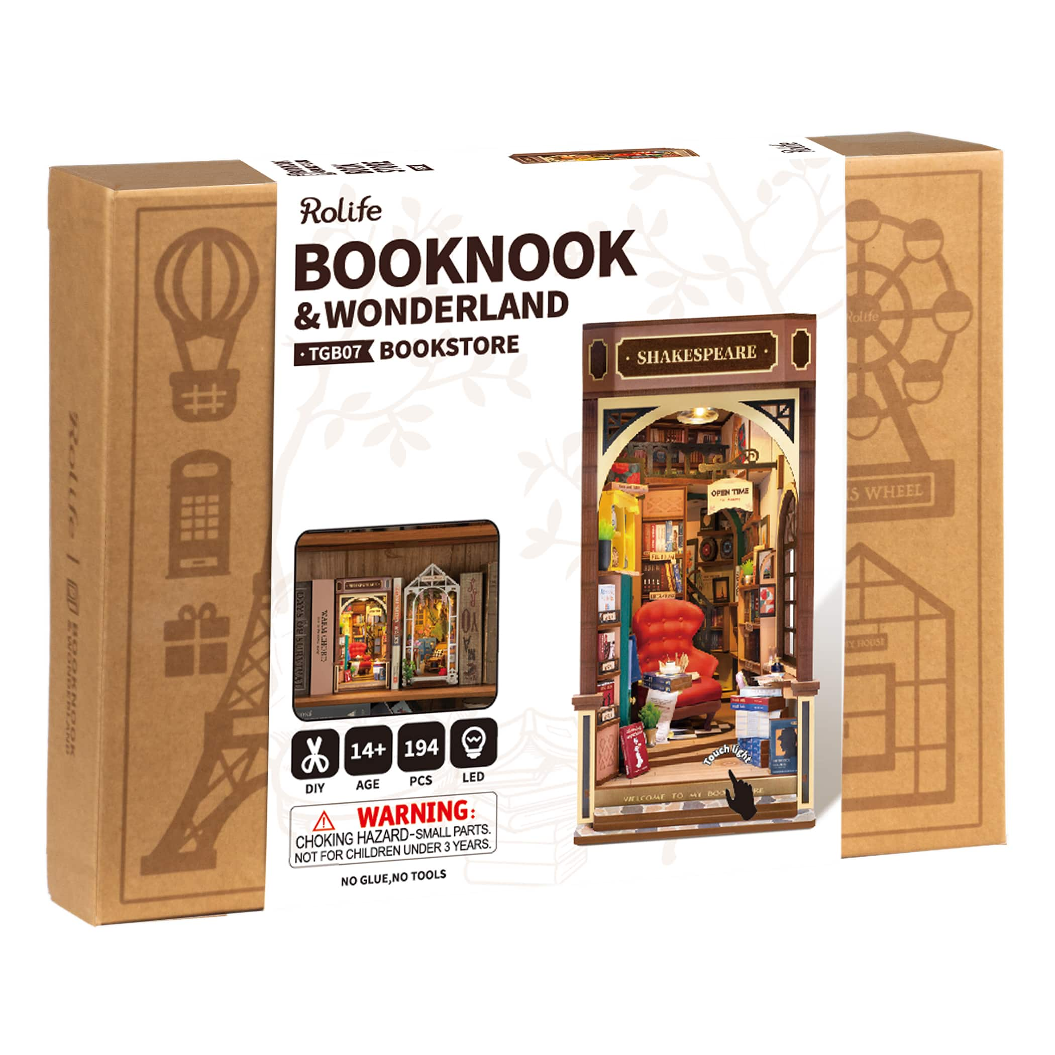 Rolife Bookstore Book Nook Shelf Insert DIY Miniature Kit