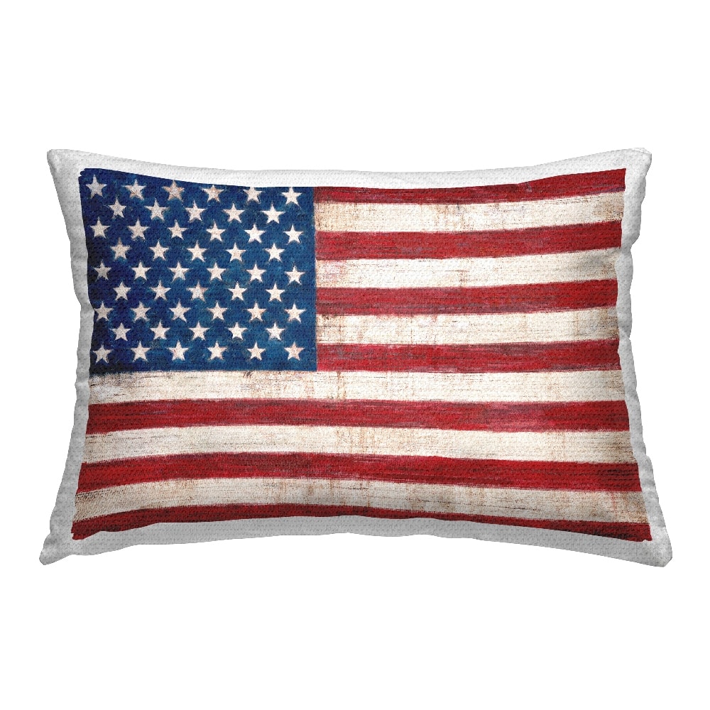 Stupell Industries Patriotic American Flag, Patriotic American Flag Outdoor Printed Pillow
