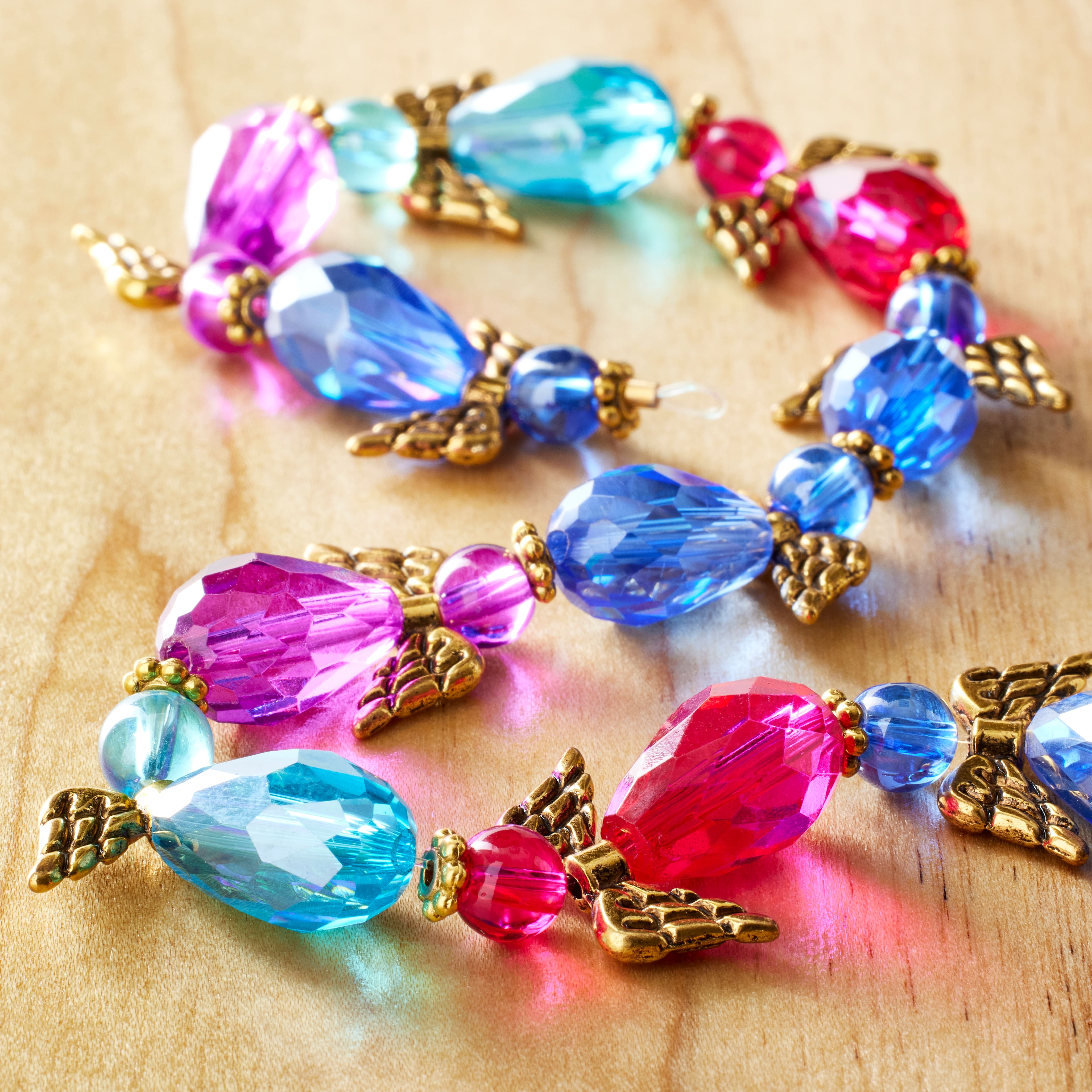 12 Pack: Multicolor Glass & Metal Angel Beads, 30mm by Bead Landing™