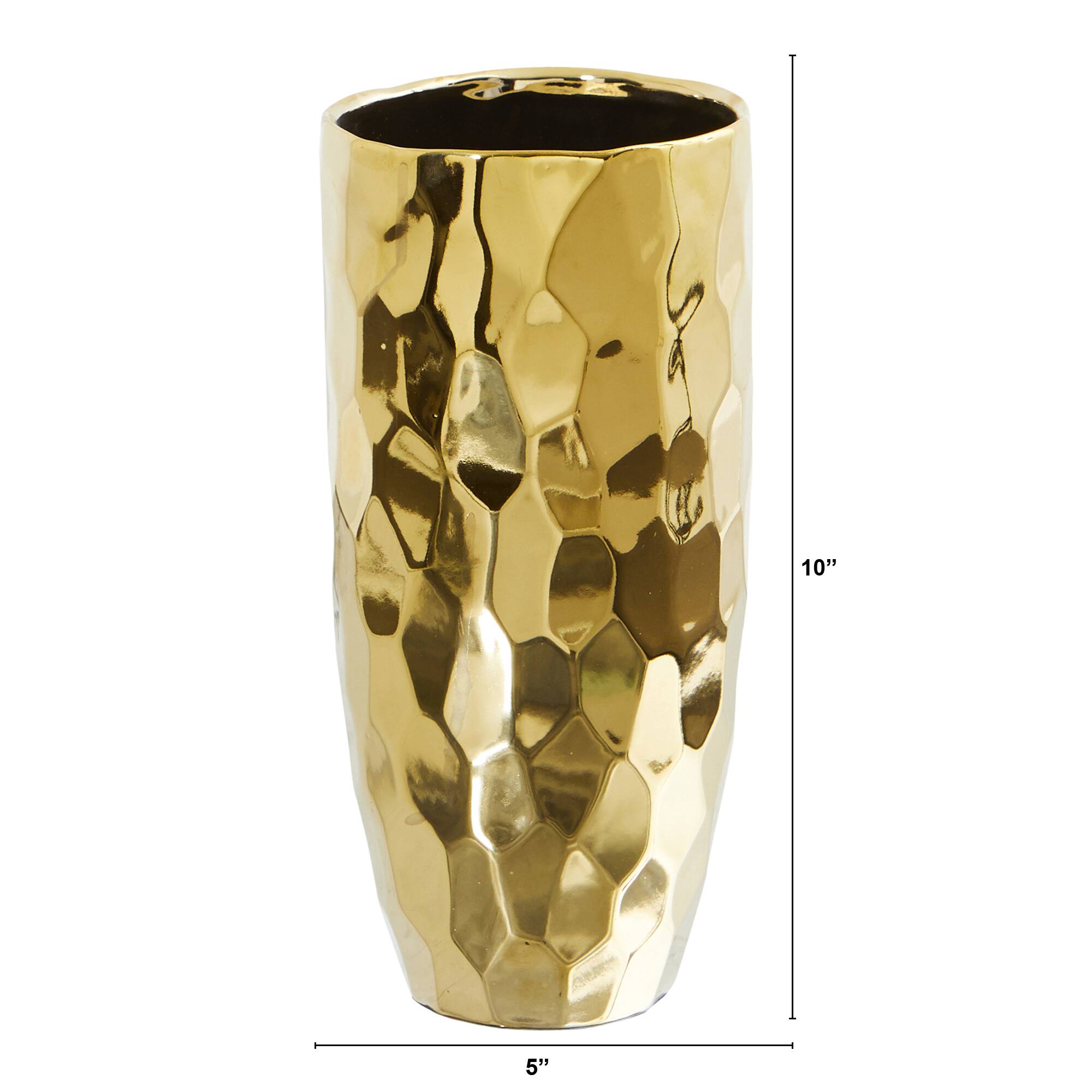 10&#x22; Designer Gold Cylinder Vase