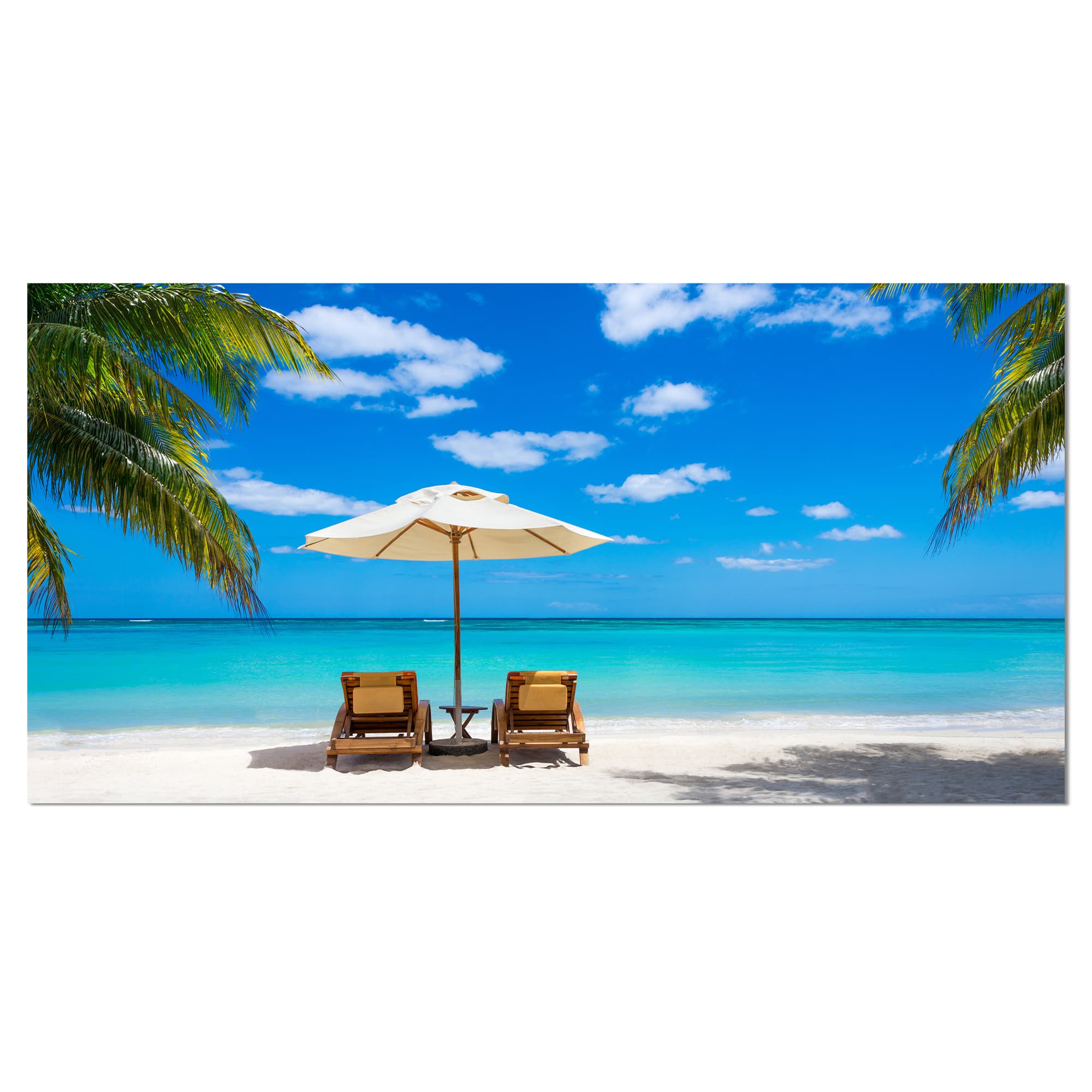 Designart - Turquoise Beach with Chairs - Seashore Photo Canvas Print