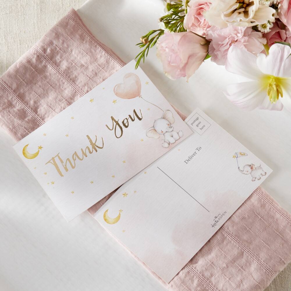 Kate Aspen&#xAE; Pink Elephant Baby Shower Invitation &#x26; Thank You Card Bundle