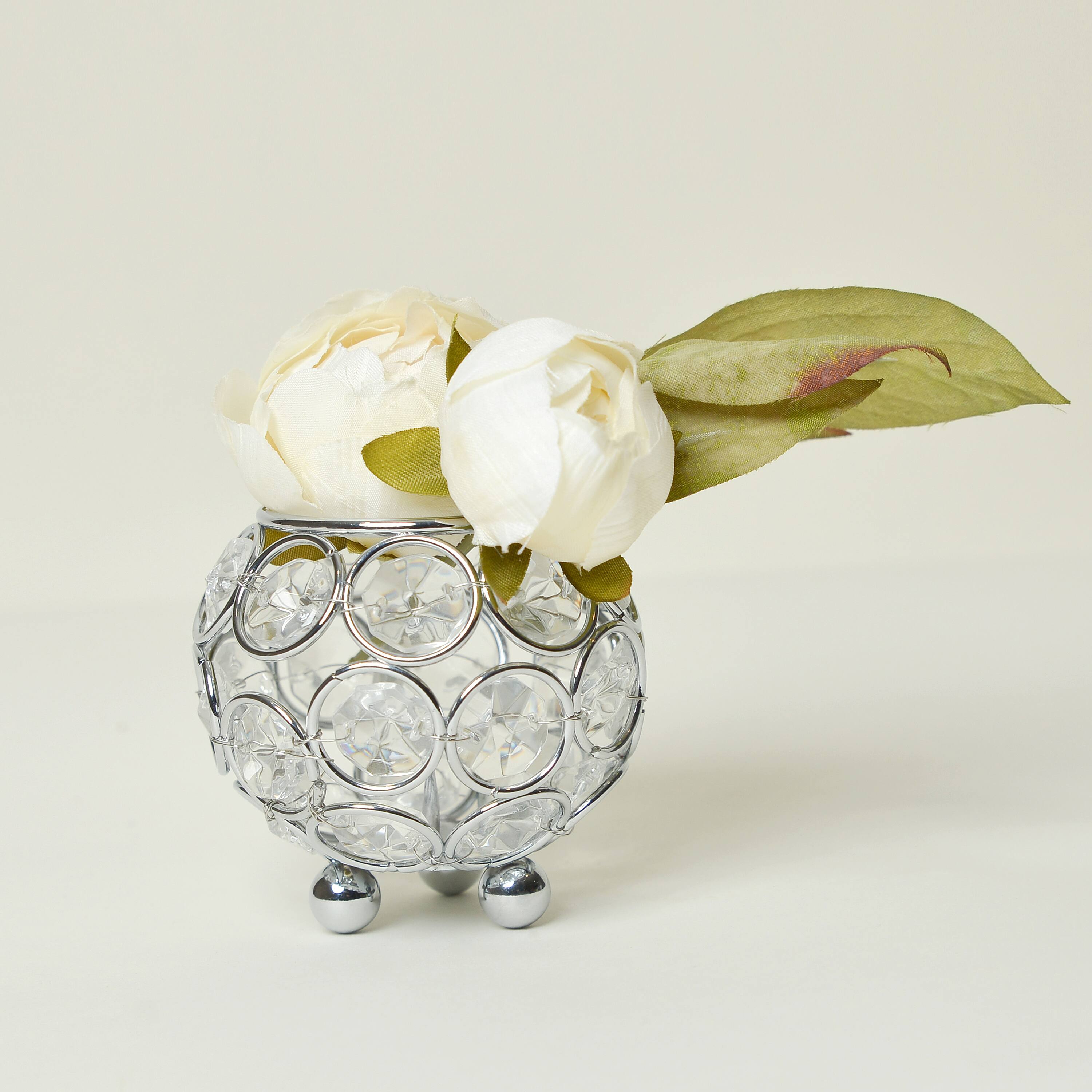 Elegant Designs&#x2122; Chrome Crystal Circular Bowl Candle Holder