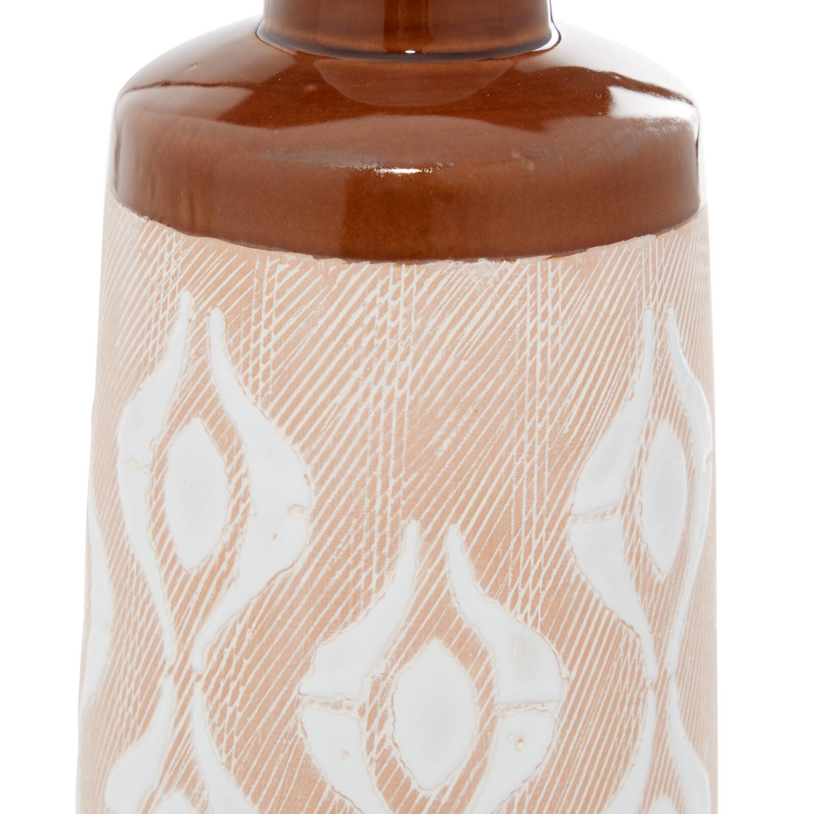 Tan Porcelain Traditional Vase 12" x 5" x 5"