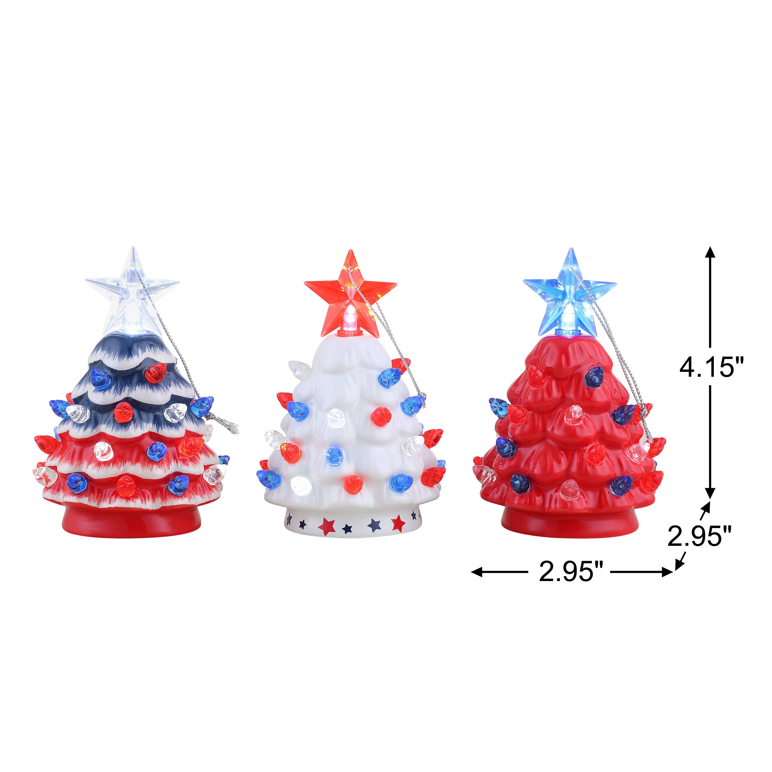 Mr. Christmas Mini Nostalgic Ceramic Patriotic Trees Set