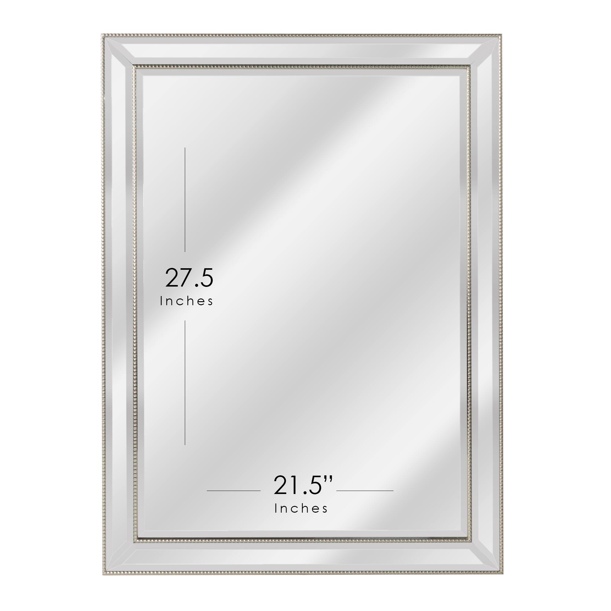 Head West Beaded Champagne Silver Framed Wall Vanity Mirror &#x26; Medicine Cabinet
