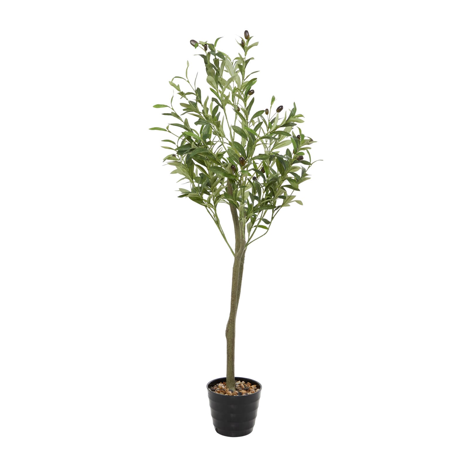 4ft. Green Olive Faux Foliage Artificial Tree with Black Melamine Pot