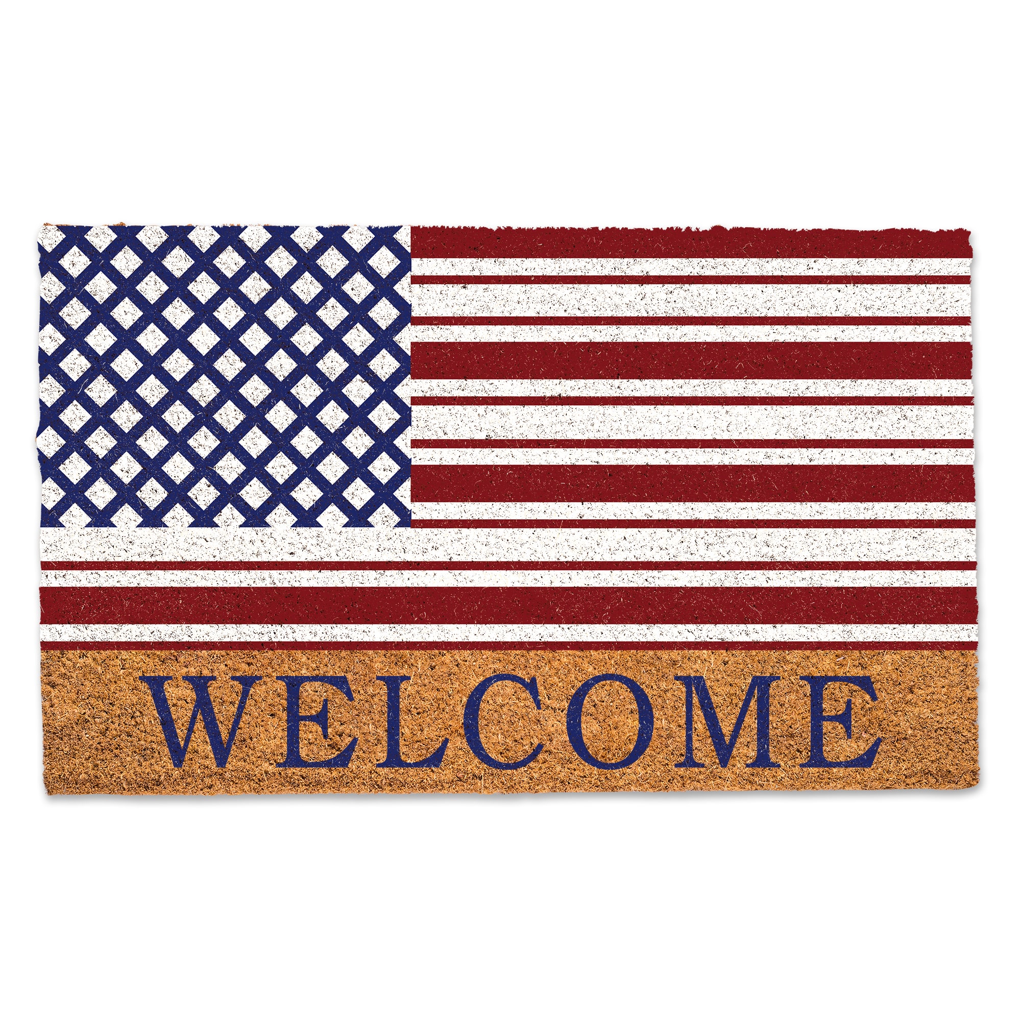 Welcome American Flag Door Mat