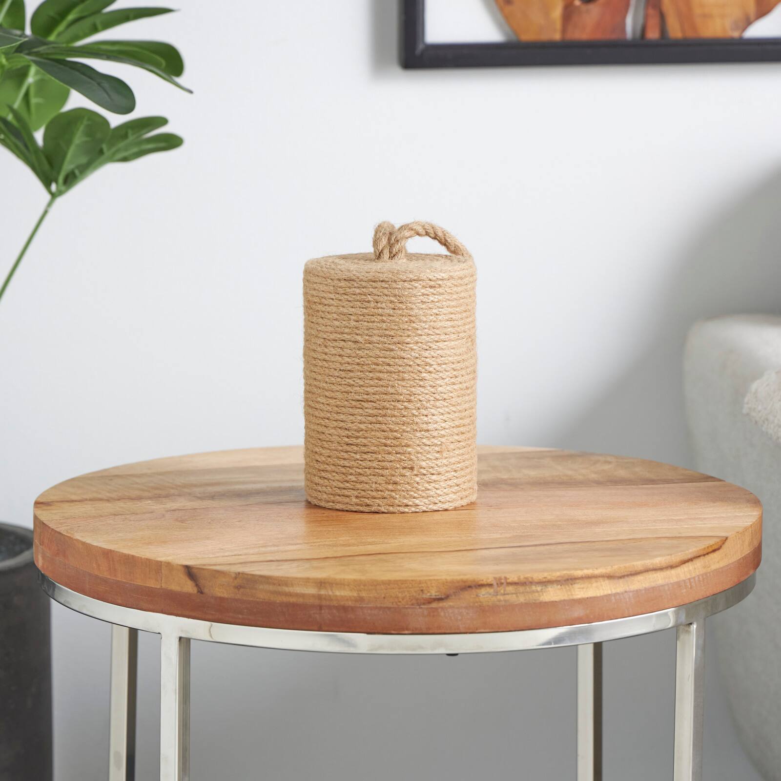 7&#x22; Brown Jute Coiled Rope Sculpture D&#xE9;cor