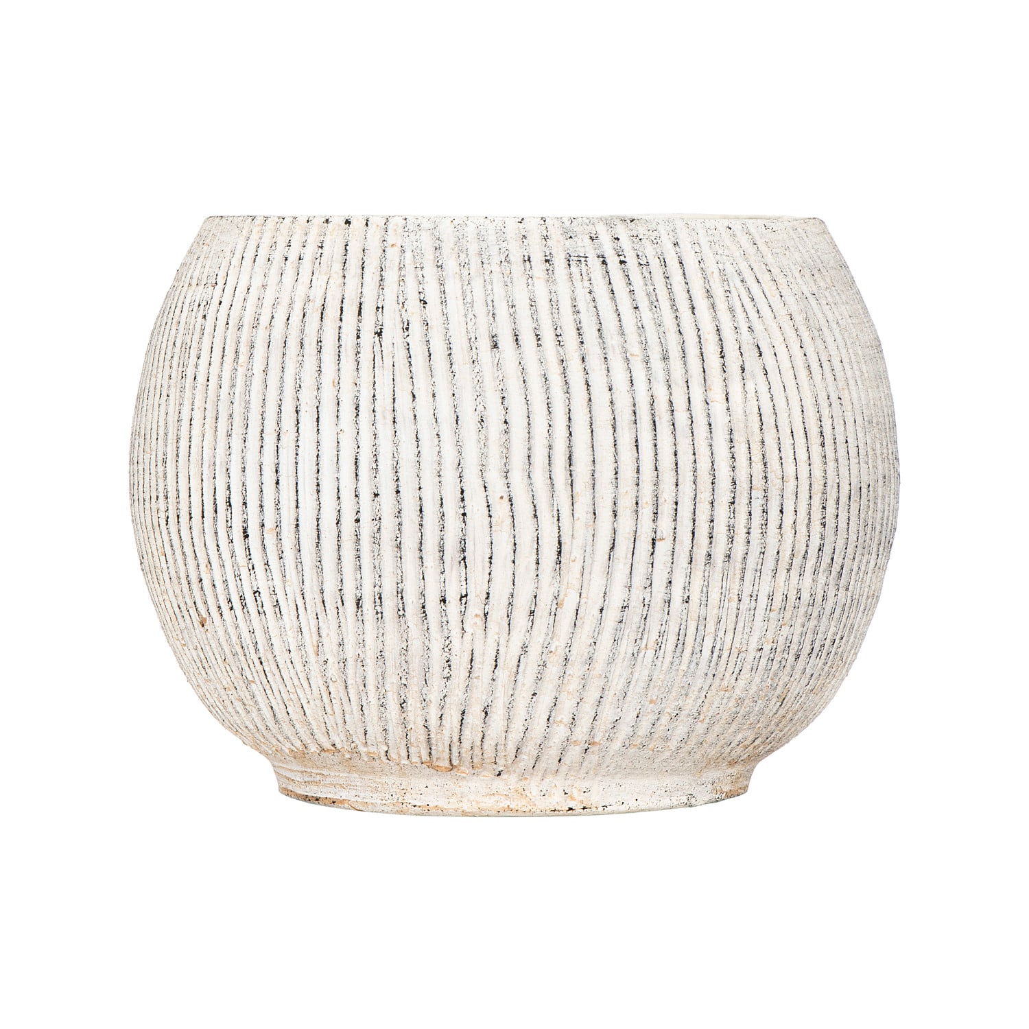 Hello Honey® 5" Distressed Cream Fluted Texture Terra Cotta Planter