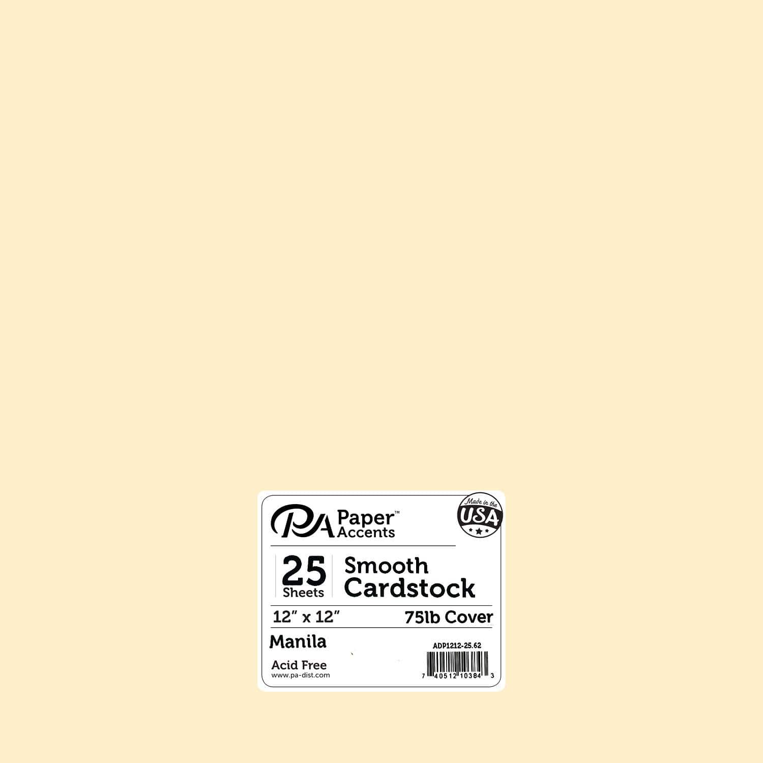 PA Paper&#x2122; Accents Manila 12&#x22; x 12&#x22; 75lb. Smooth Cardstock Paper, 25 Sheets