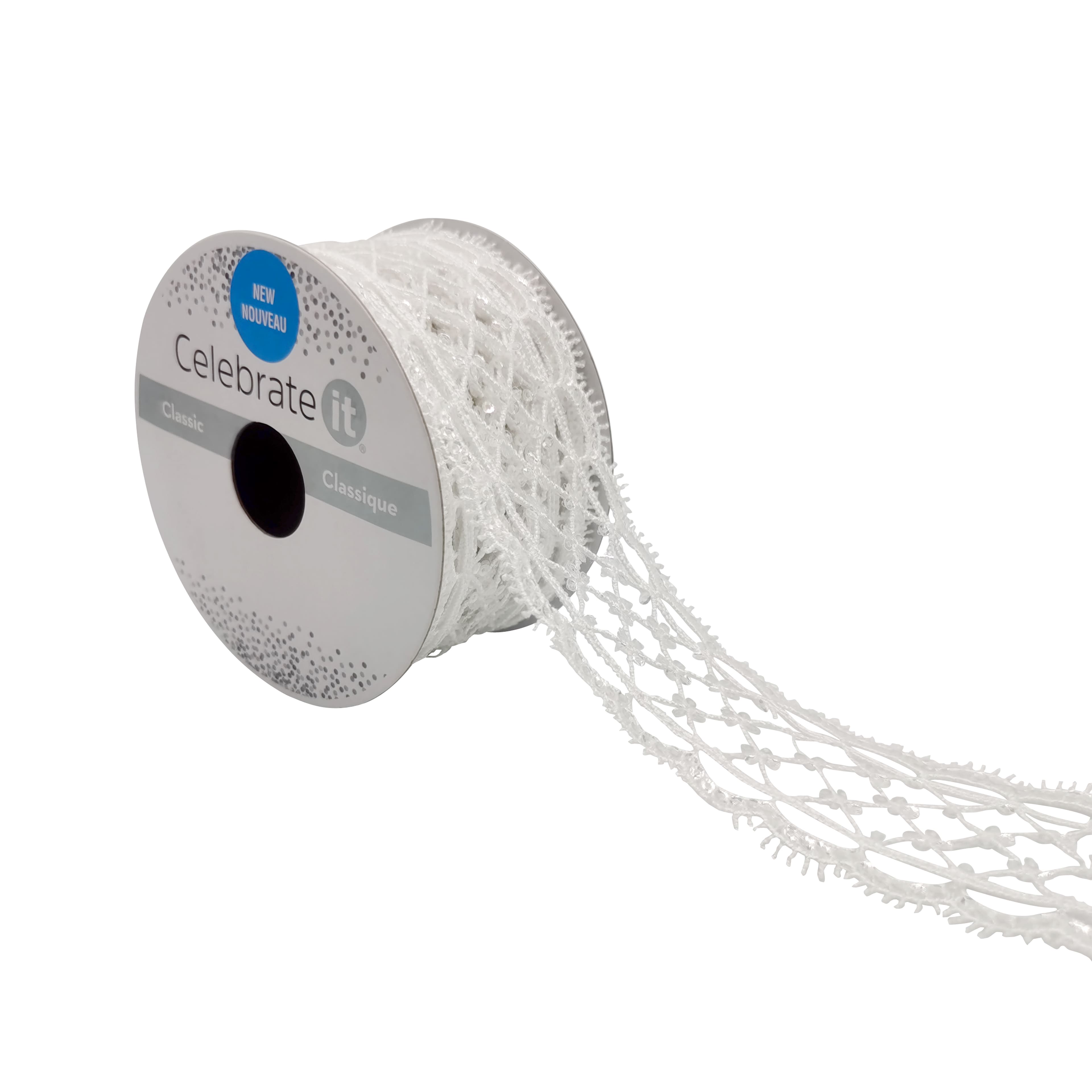 12 Pack: 1.75'' x 2yd. Lace Sequined Ribbon by Celebrate It®