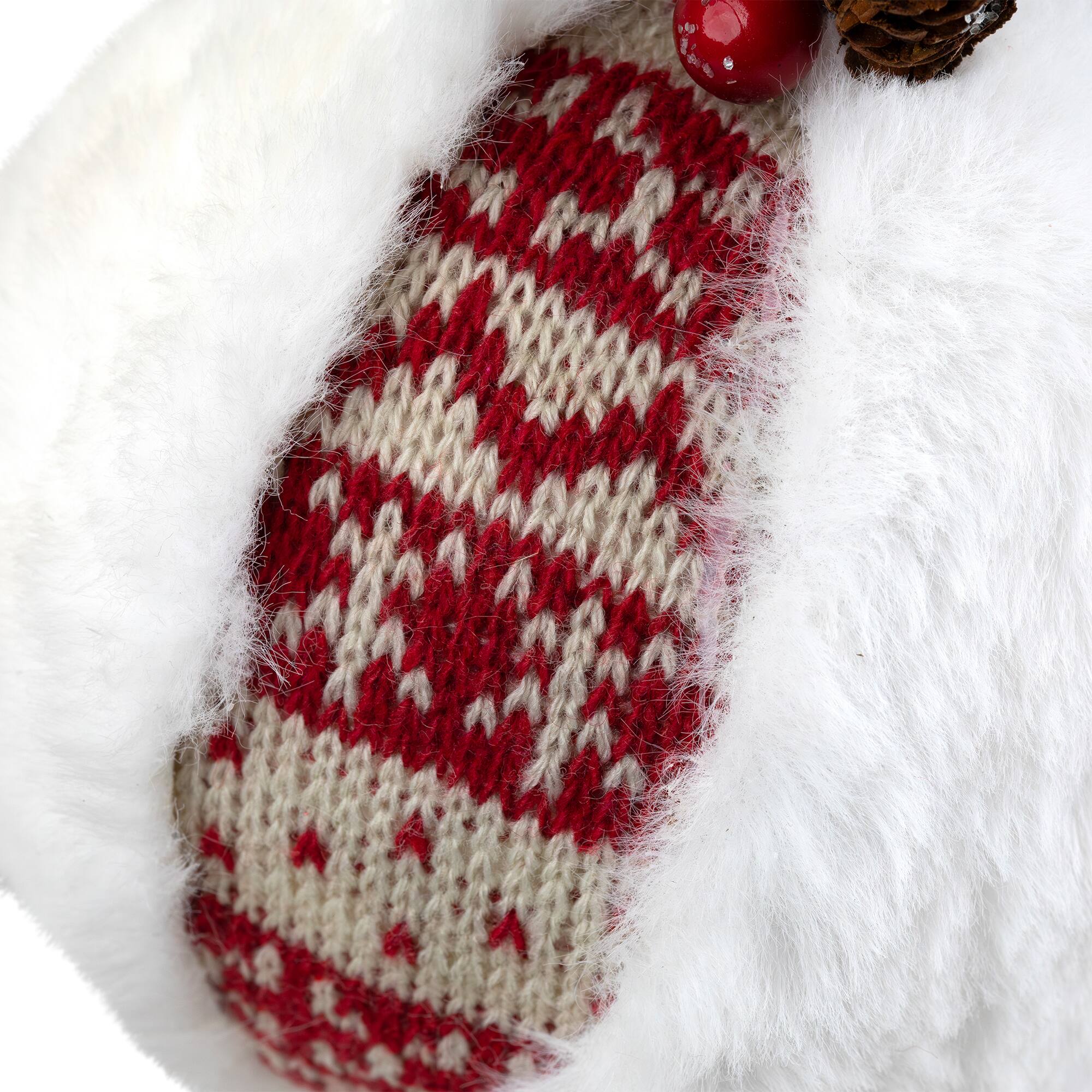 8" Faux Fur and Nordic Print Christmas Ball Ornament
