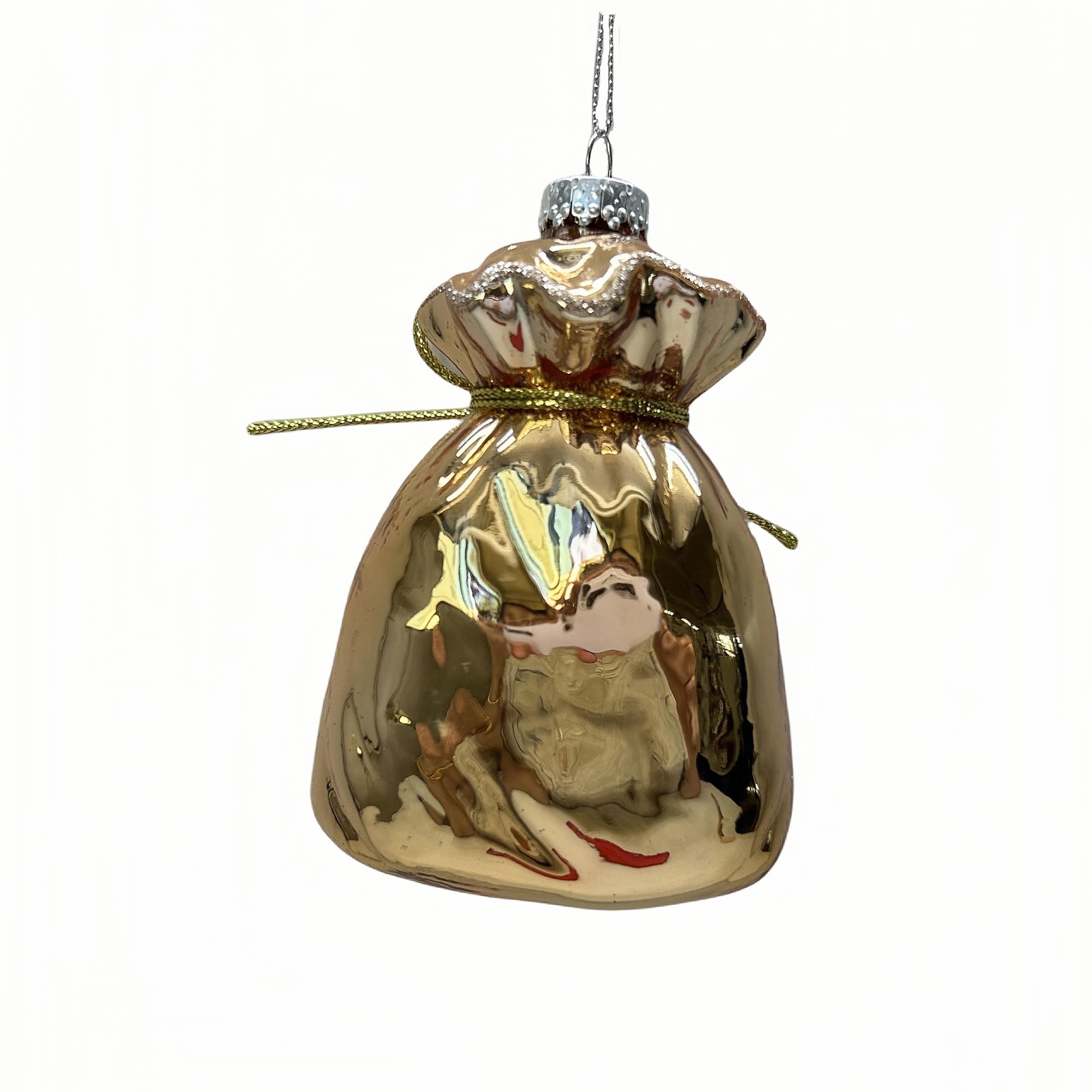 4.5" Gold Money Bag Glass Ornament by Ashland®