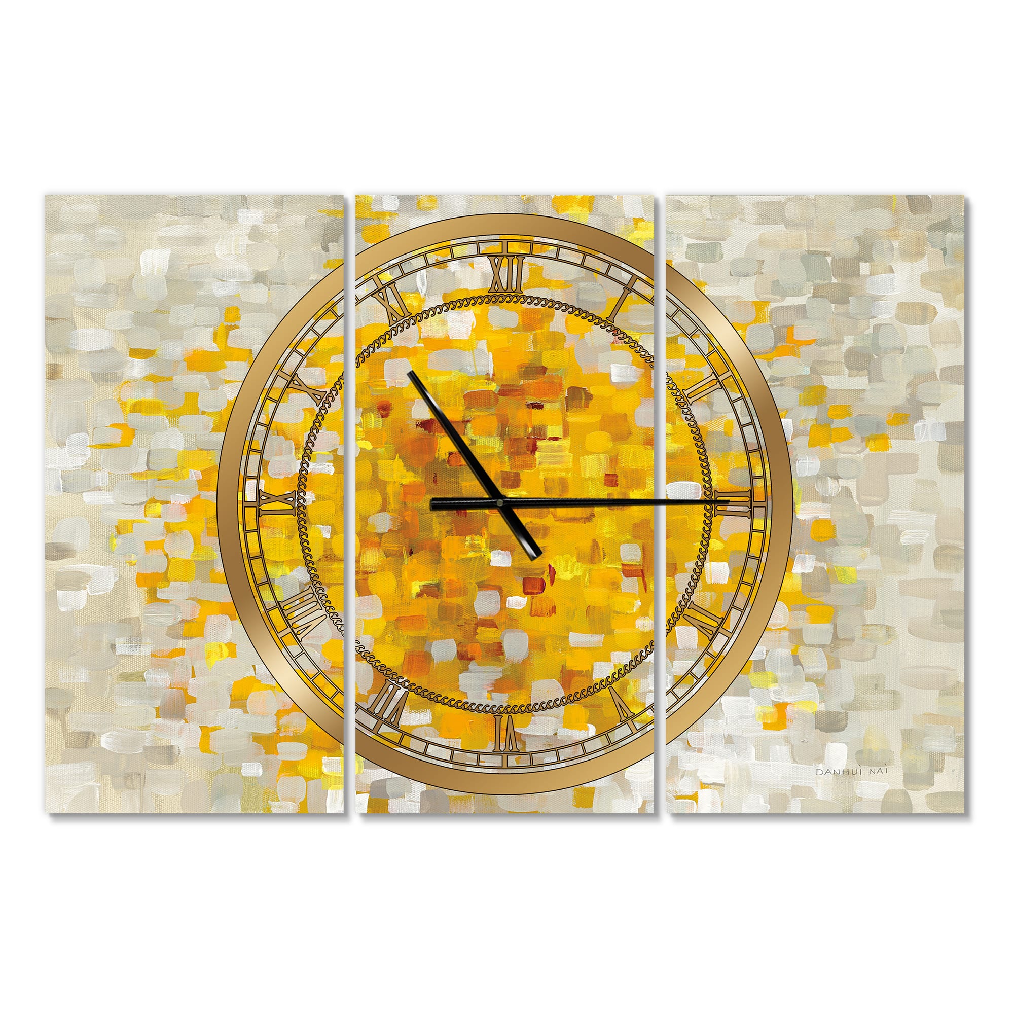 Designart &#x27;Glam Yellow Explosion Blocks Modern Multipanel Wall Clock