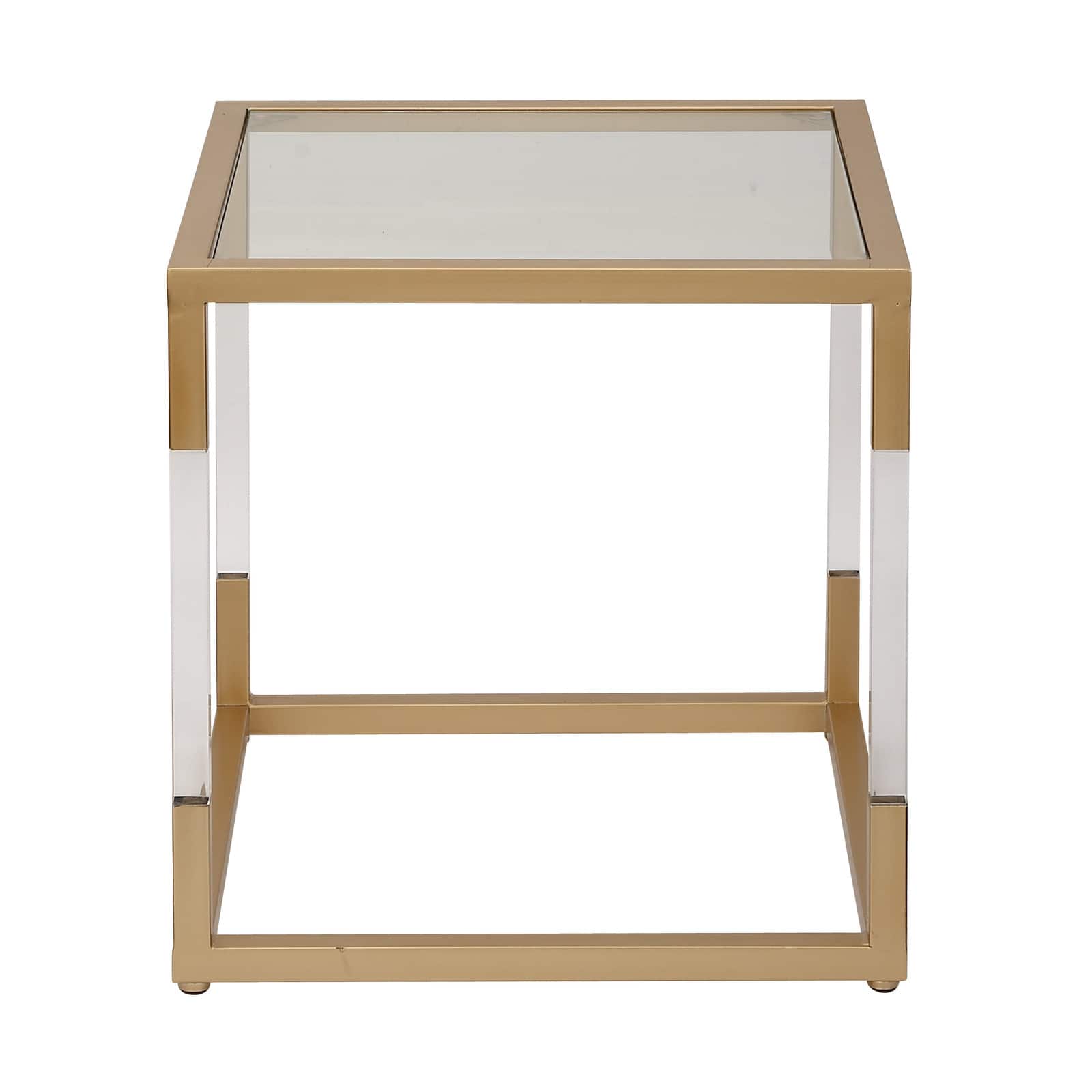 20" Gold Modern Acrylic Accent Table