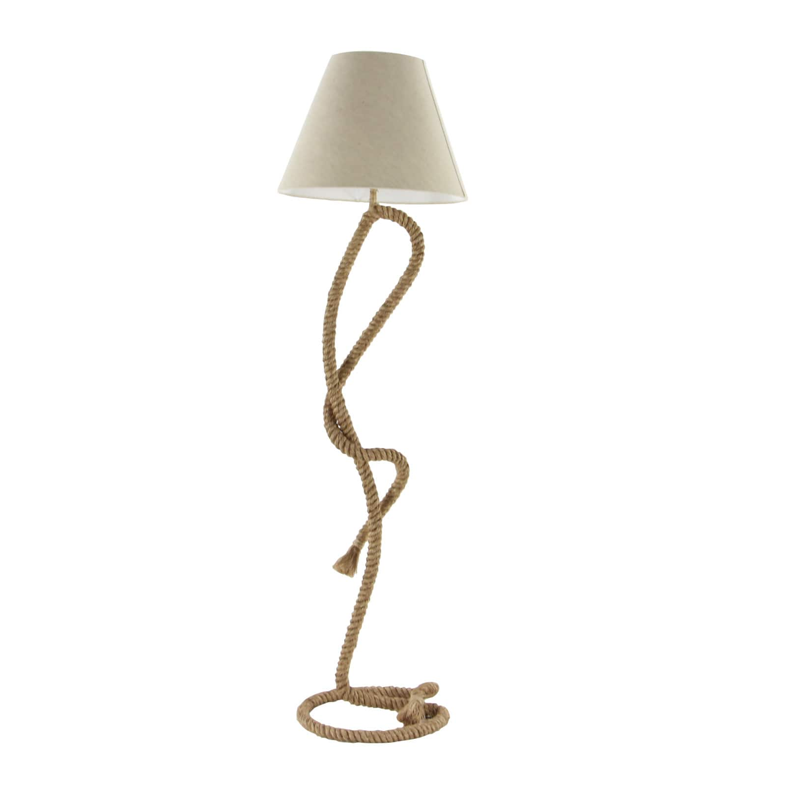 63&#x22; Brown Jute Rope &#x26; Iron Rustic Floor Lamp