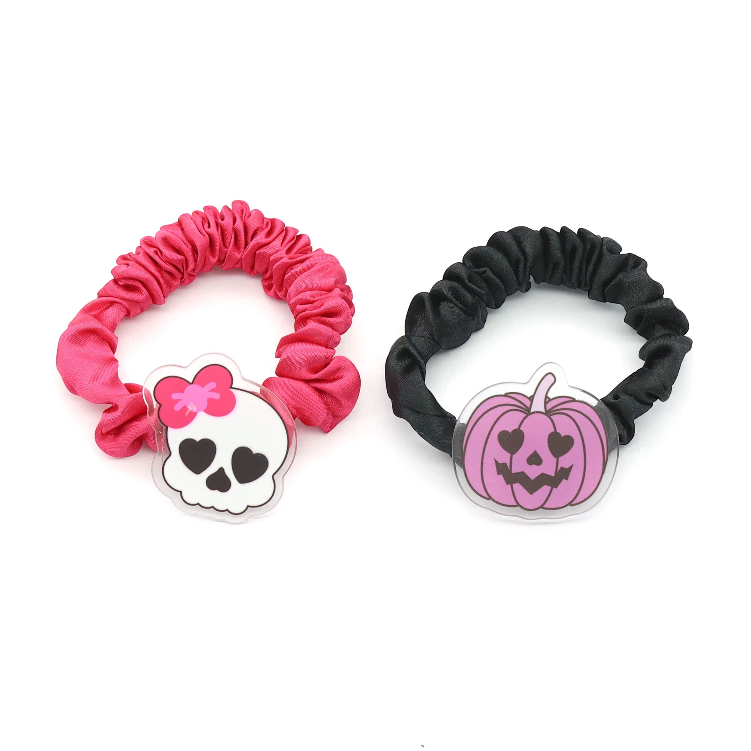Skull &#x26; Jack-O&#x27;-Lantern Light-Up Scrunchies