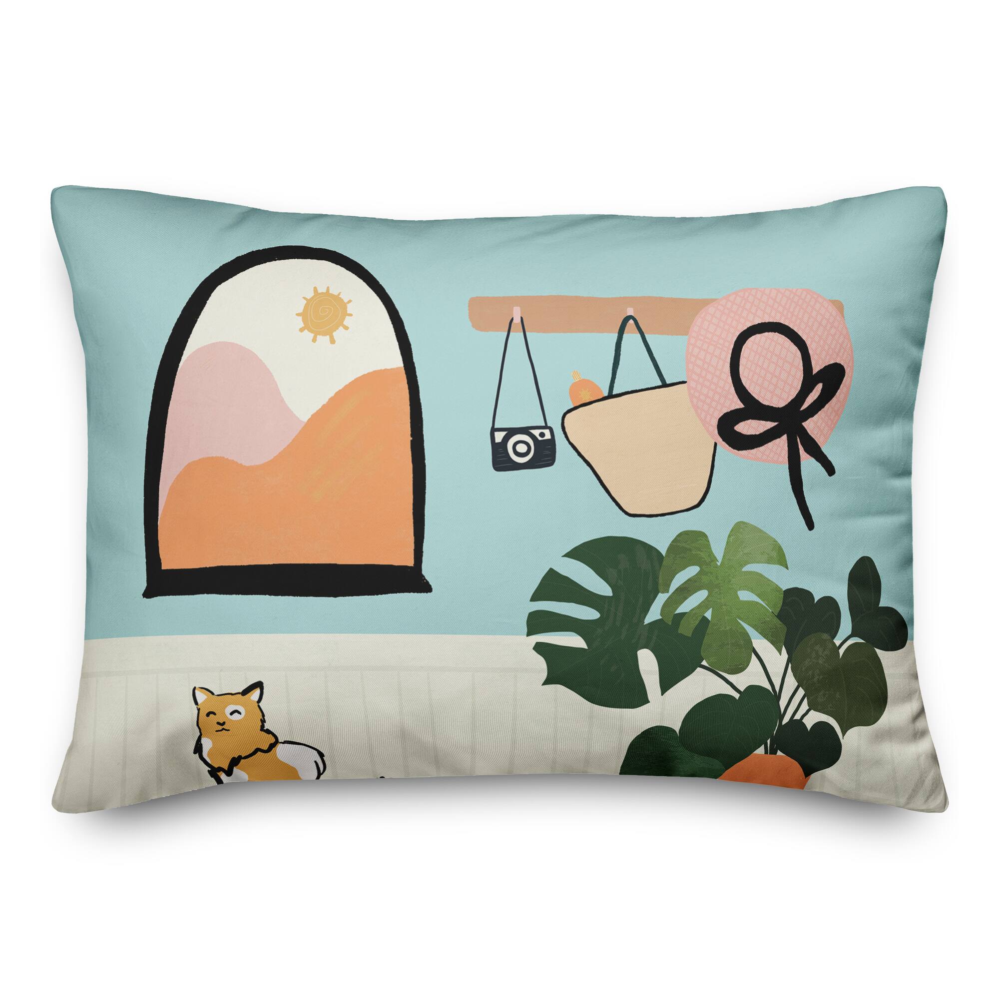 Cute Adventure Wall 14&#x22; x 20&#x22; Throw Pillow