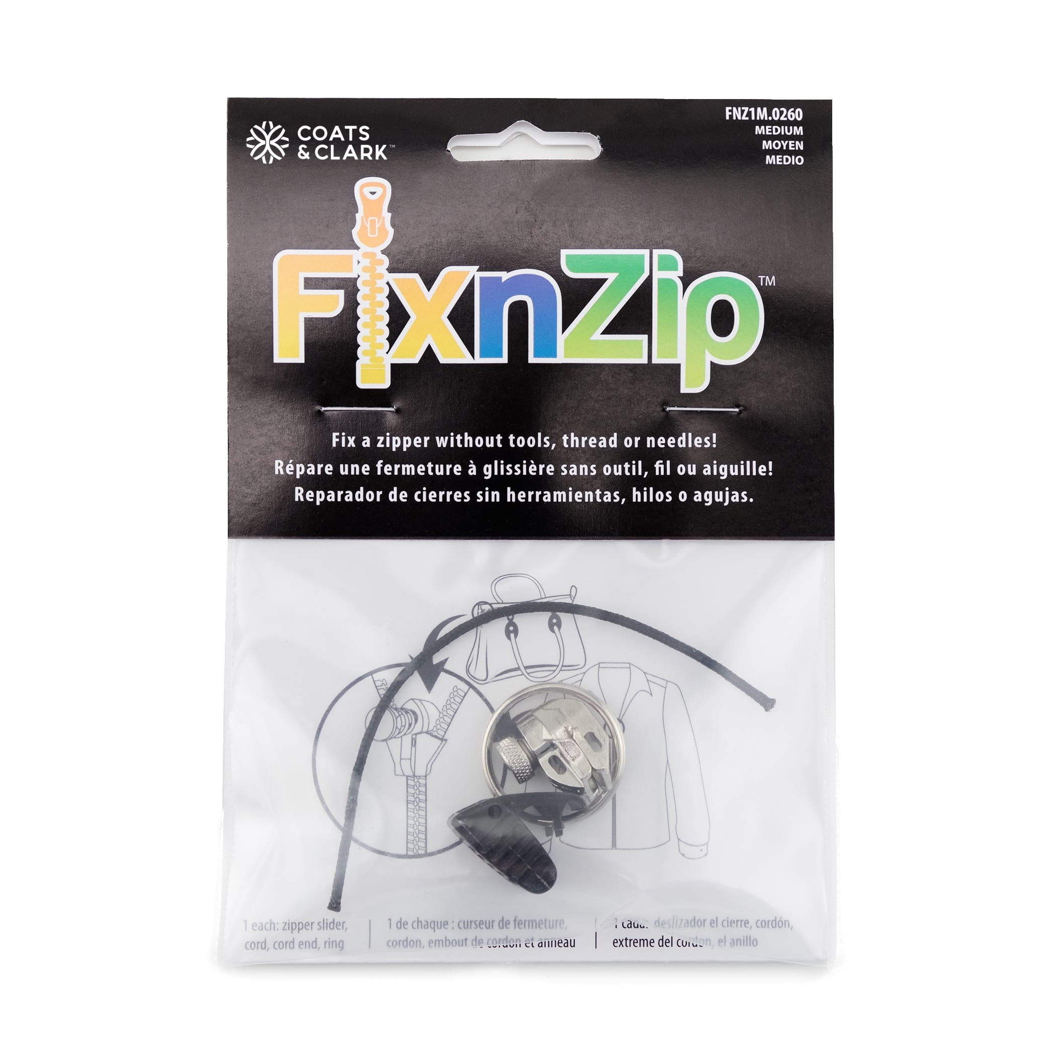 Universal Zipper Repair Replacement Fix Broken Kit - 6 Pack (Black