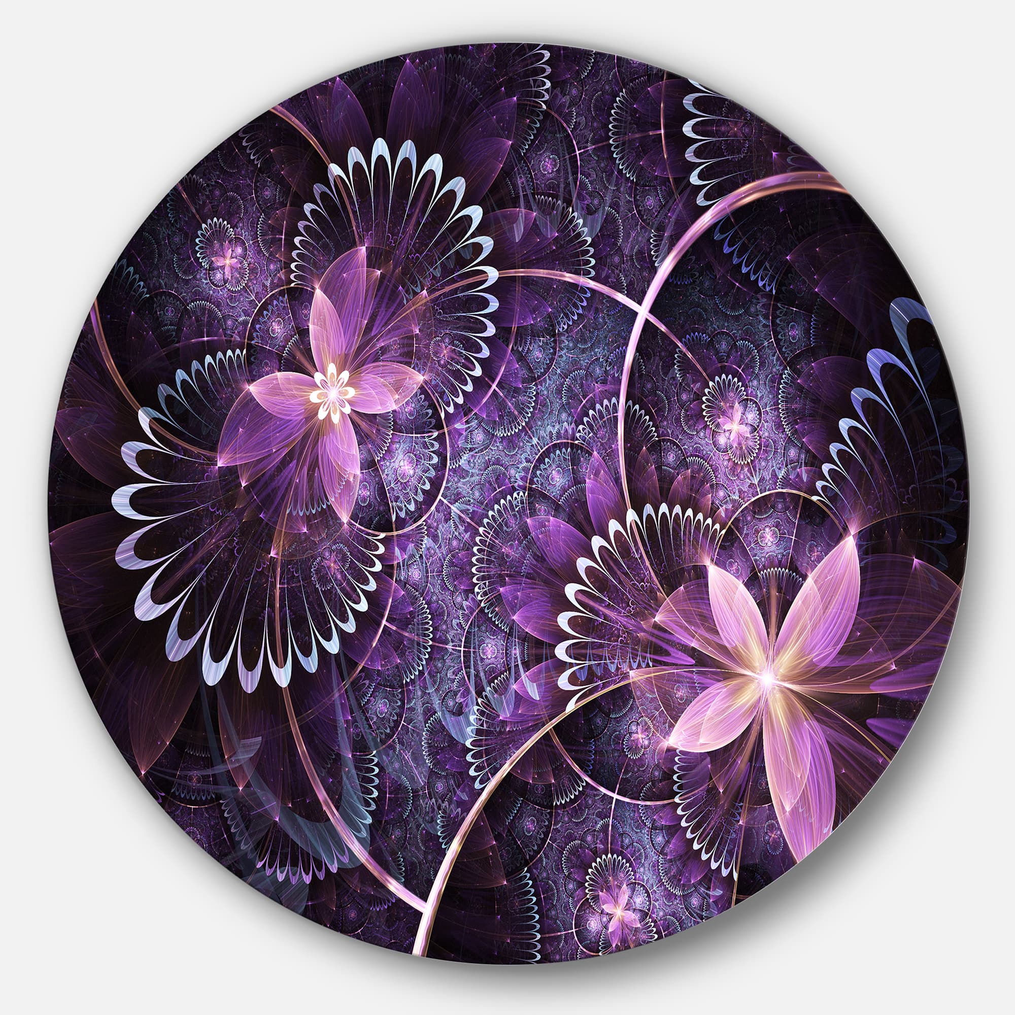 Designart - Fractal Flower Soft Purple Digital Art' Large Flower Metal Circle Wall Art | 11" x 11" | Michaels®