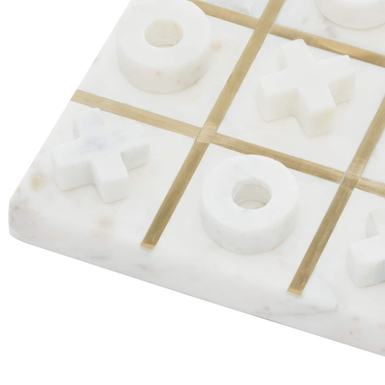 White Marble Tic-Tac-Toe Game Set