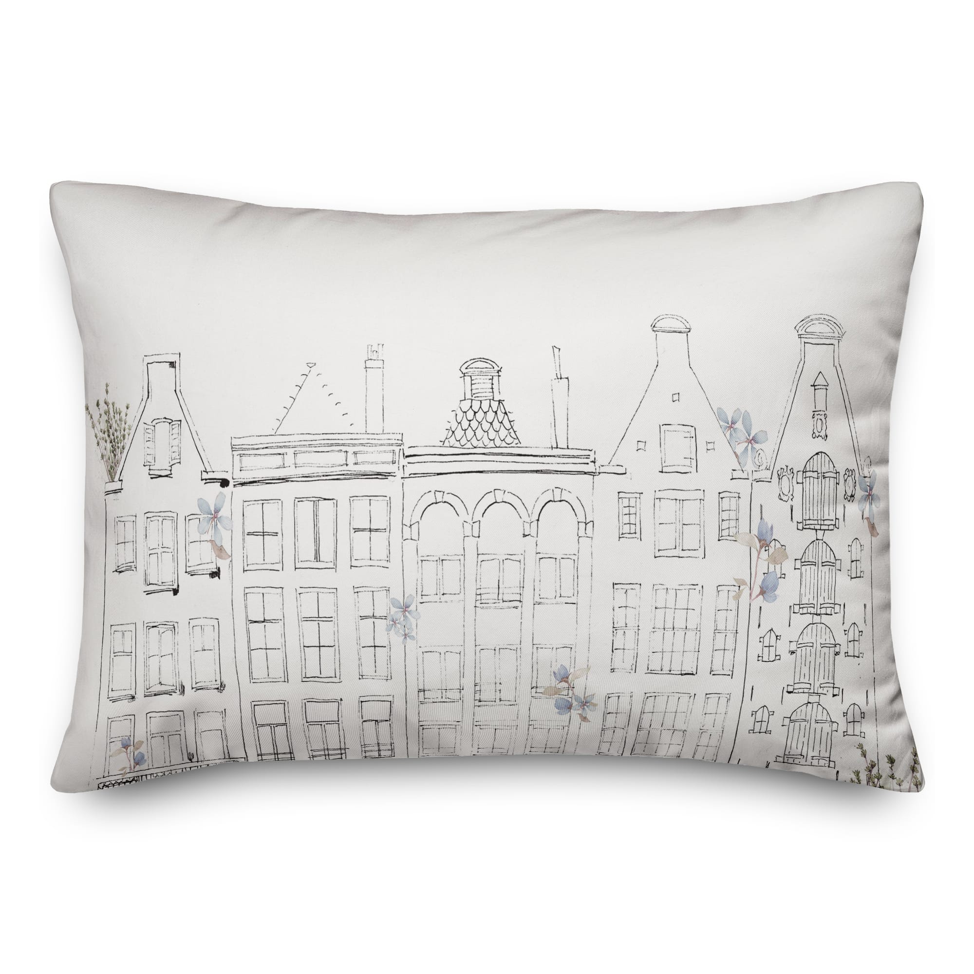 Sketchy Buildings 14&#x22; x 20&#x22; Throw Pillow