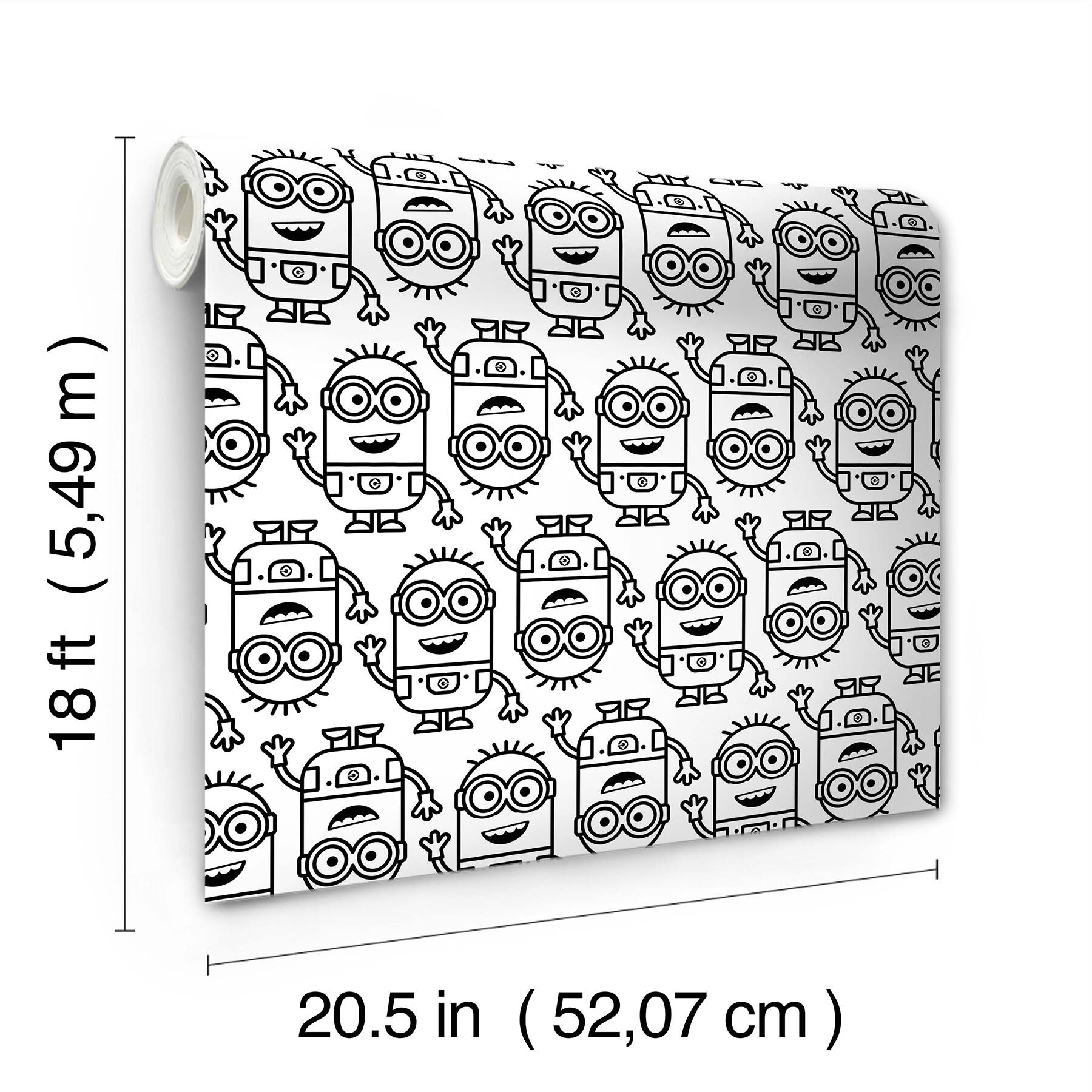 RoomMates Minions Line Art Black Peel & Stick Wallpaper