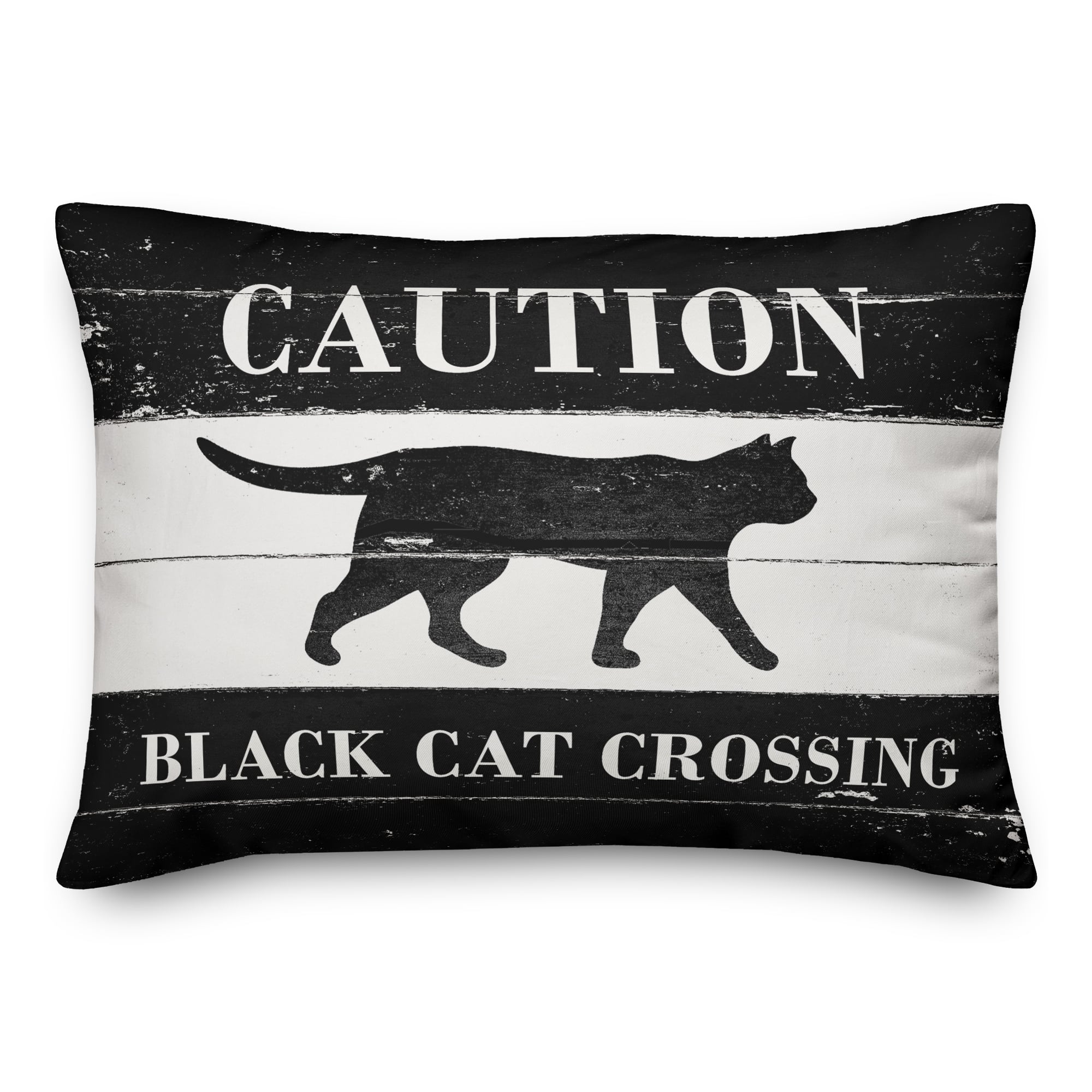 Black Cat Crossing Throw Pillow