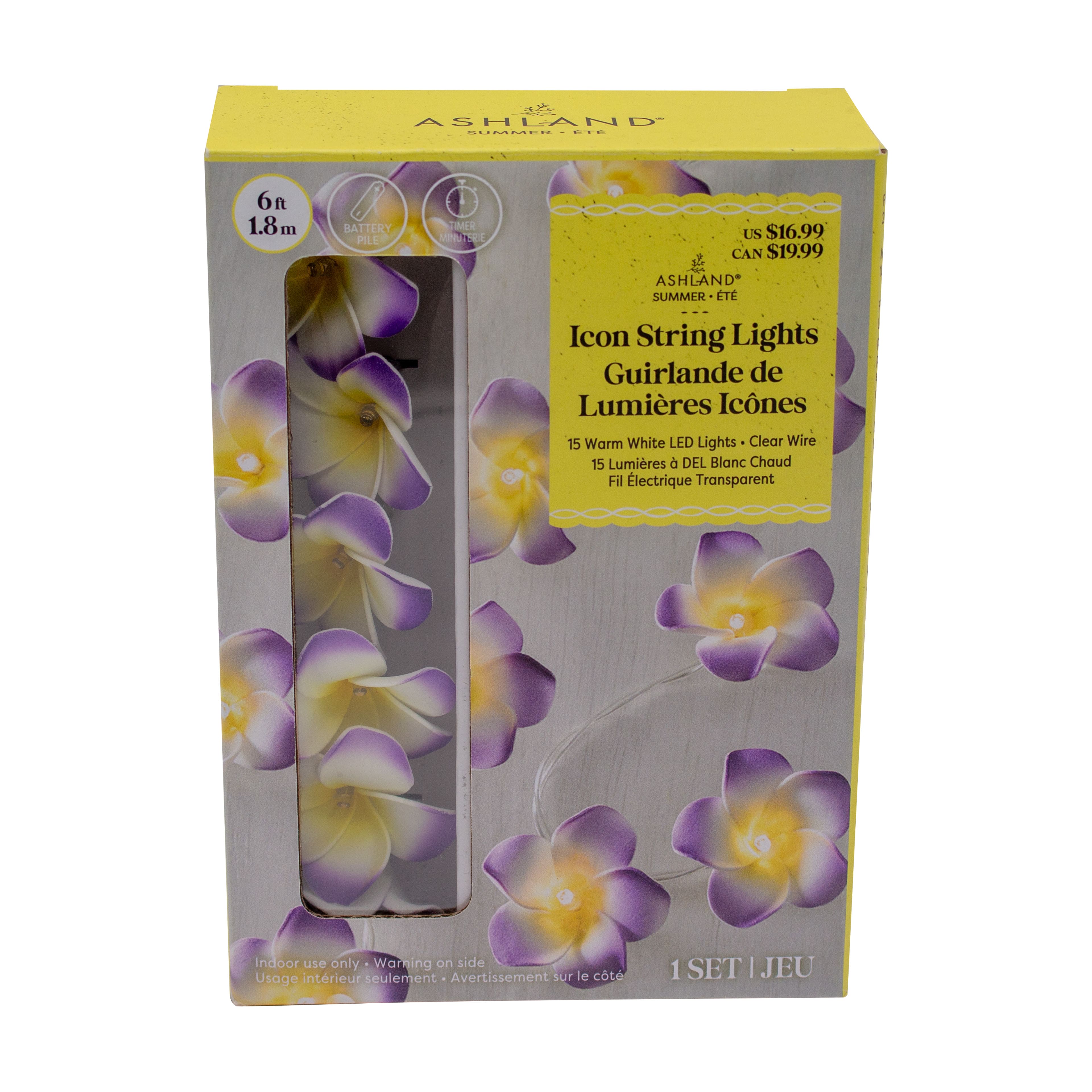 15ct. Purple Plumeria Icon LED String Lights by Ashland&#xAE;